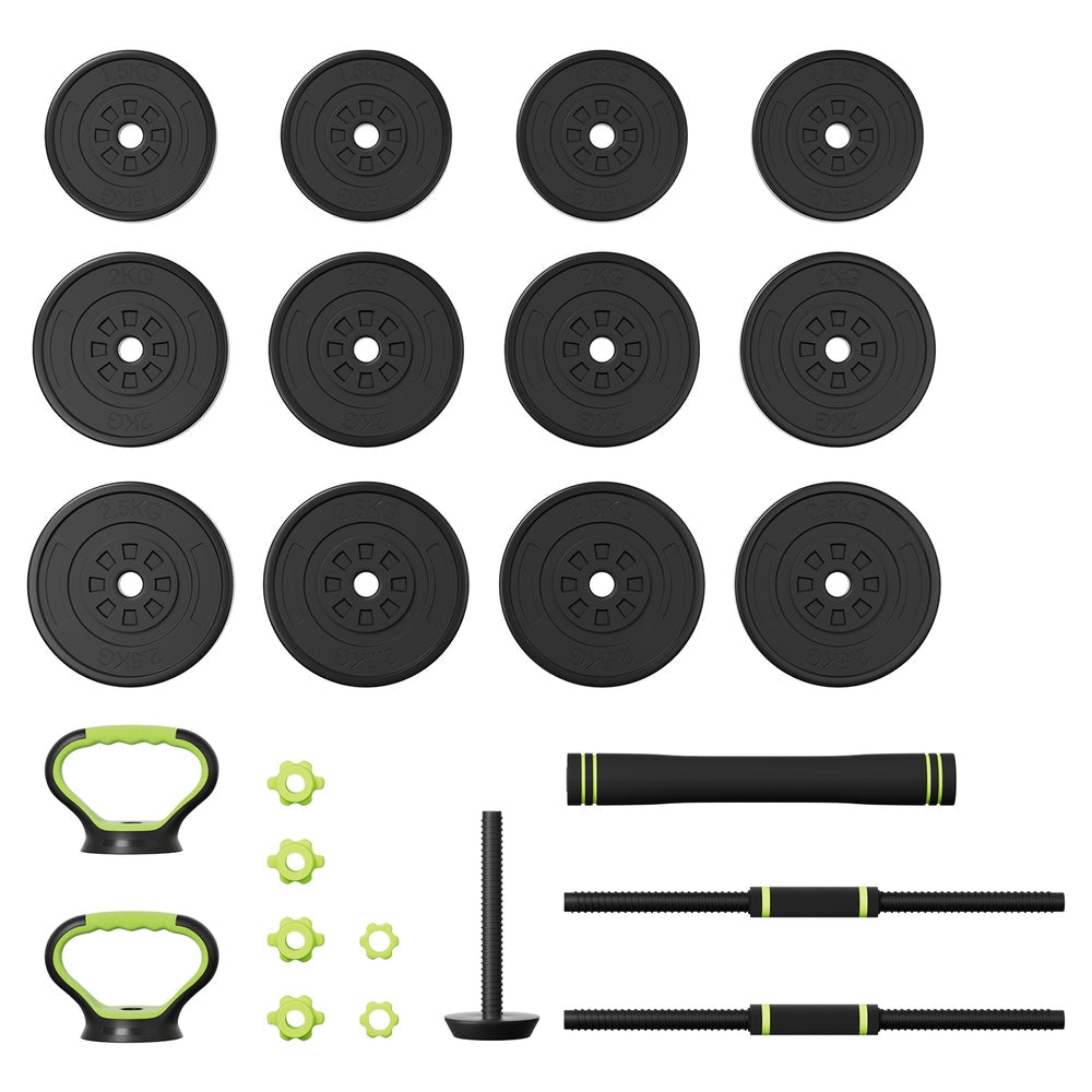 25kg Adjustable Dumbbell Set with Kettlebell & Weight Plates - Home Gym Equipment for Strength Training, Weightlifting & Fitness Workouts - Perfect for Home Workouts, CrossFit & Muscle Building