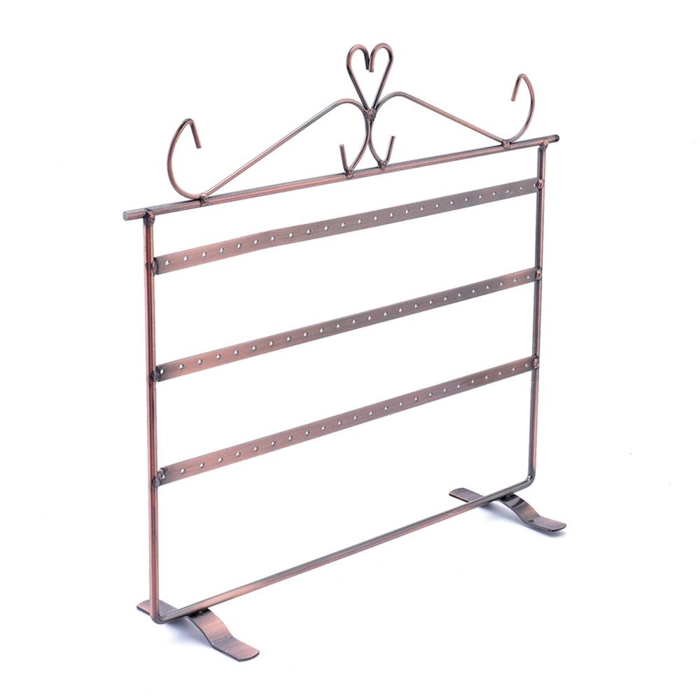 Red Copper 3-Tier Iron Earring Display Stand for Jewelry Organizer - Perfect for Boutique, Retail Store & Home Decor