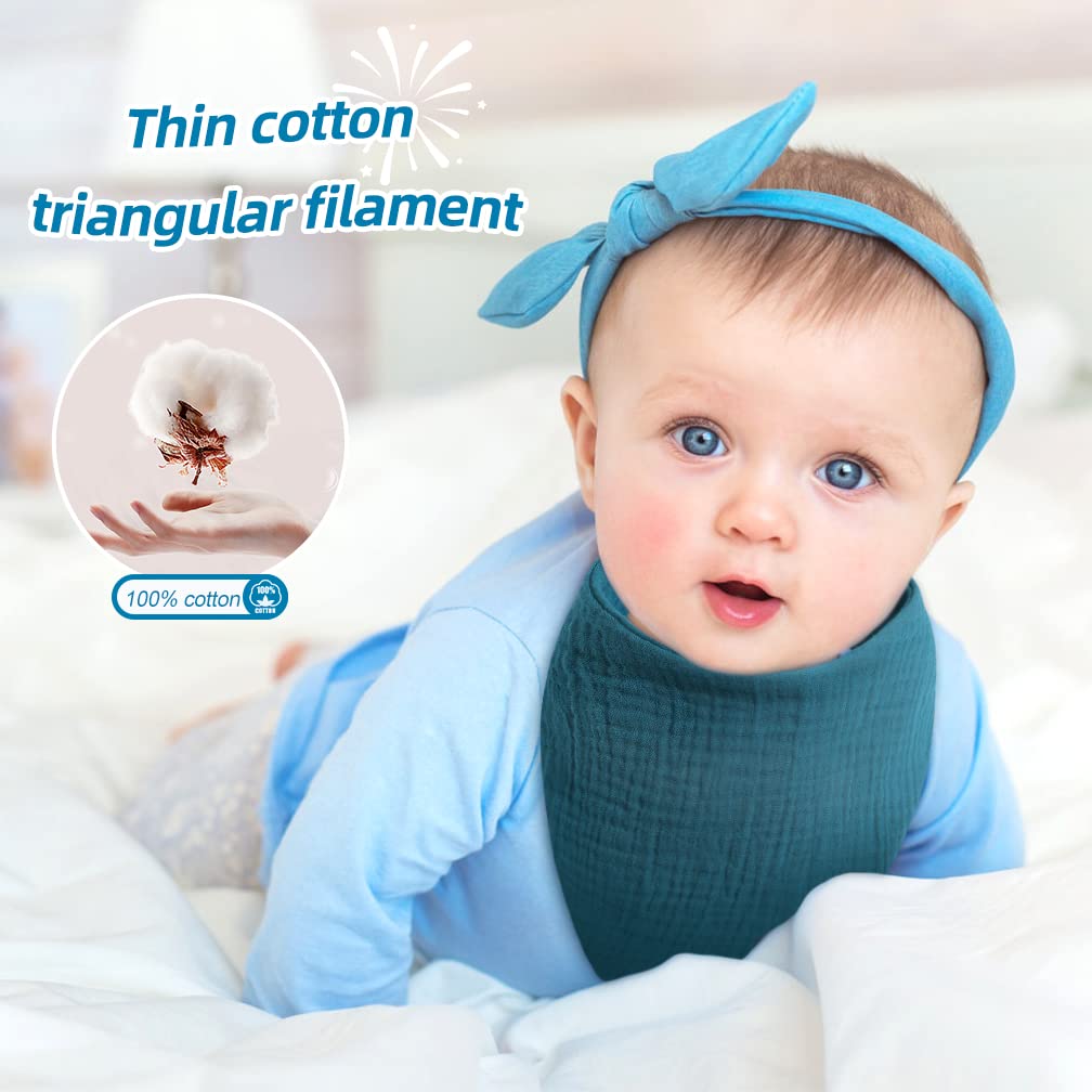 Viaky Baby Bandana Dribble Bibs 6 Pack - Soft Double Layer Cotton Muslin Drool Bibs with Adjustable Snaps for Newborns, Infants & Toddlers | Perfect for Feeding, Teething & Everyday Use (Unisex for Boys & Girls)