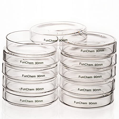 Autoclavable Glass Petri Dishes for Cell Culture - 90x20mm Lab-Grade Dishes with Clear Lid (Pack of 10) | Ideal for Microbiology Experiments, Bacterial Growth Studies & Scientific Research