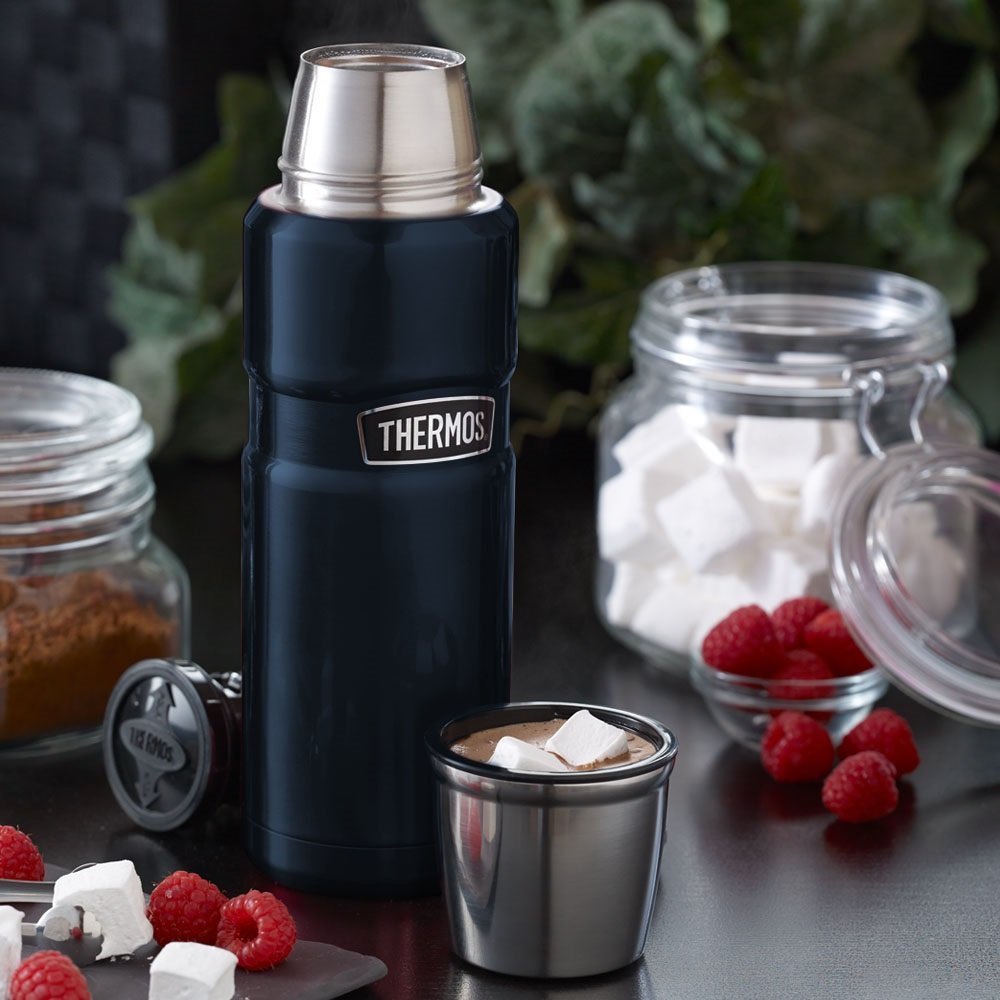THERMOS Stainless Steel Vacuum Insulated Water Bottle - 16oz, Midnight Blue - Keeps Drinks Hot/Cold for Hours - Perfect for Hiking, Gym & Office Use
