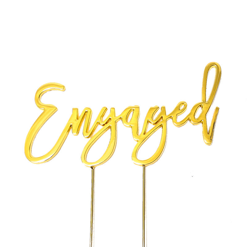 Personalized Engaged Cake Topper - Elegant Wedding Cake Decor for Engagement Parties & Bridal Showers