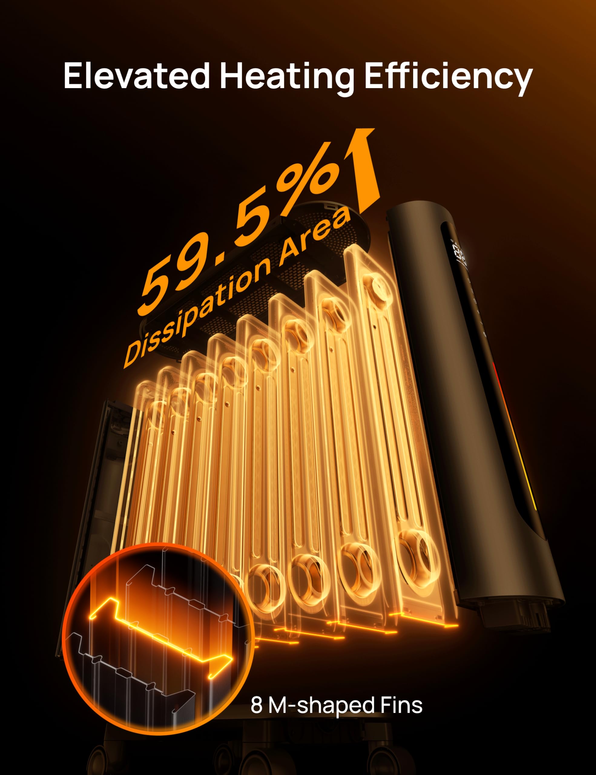 Dreo 1500W Oil Filled Radiator Heater with Remote Control - Digital Thermostat, 4 Heating Modes, 24H Timer & 10 Safety Features - Energy Efficient Space Heater for Large Rooms, Bedroom, Office & Home Use | Indoor Electric Heater with Child Lock for Winter Warmth