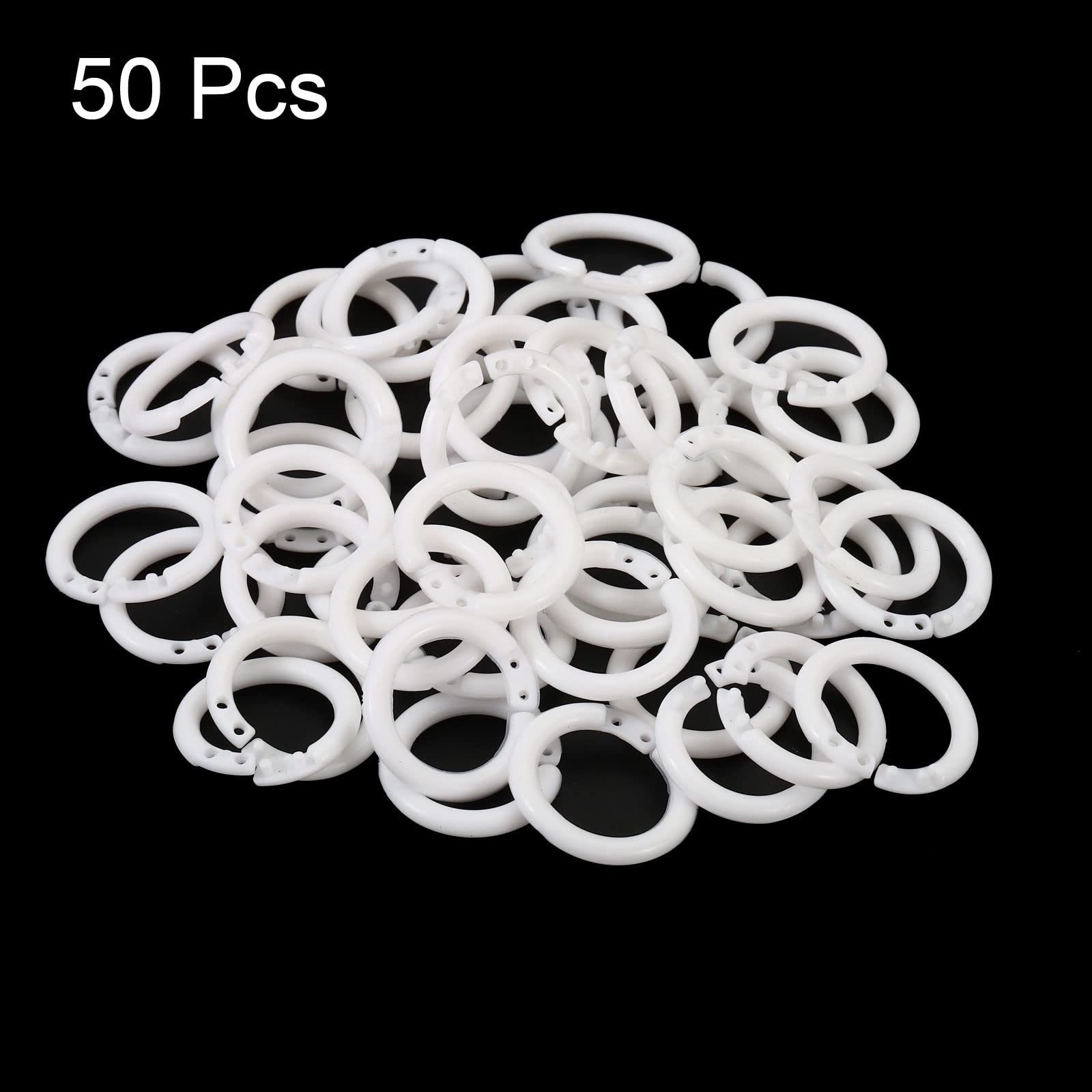 PATIKIL 50-Pack White Plastic Binder Rings (0.8