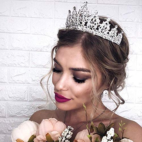 Elegant Rose Gold Crystal Wedding Tiara & Rhinestone Necklace Set - Bridal Crown with Side Combs & Hairband for Bride, Bridesmaid, Prom - Perfect for Weddings, Parties, Special Occasions (Rose Gold Clear)