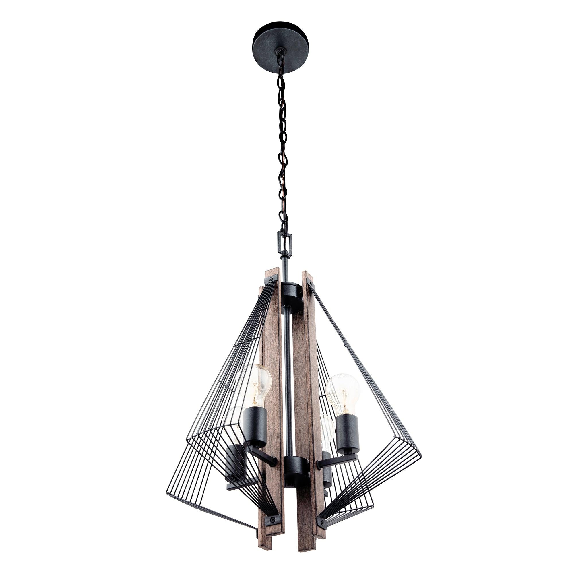 Zenith 4-Light Black & Wood Dimmable Pendant Light Fixture for Kitchen Island, Dining Room, or Living Room Ceiling Lighting