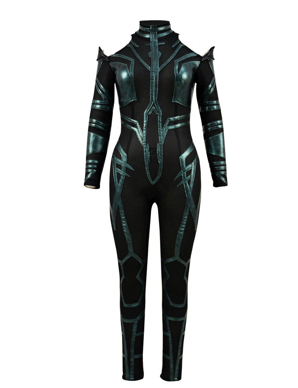 VOSTE Women's Halloween Cosplay Costume - Green PU Cloak Outfit for Witch, Vampire, or Gothic Party | Perfect for Halloween, Cosplay Events & Themed Parties