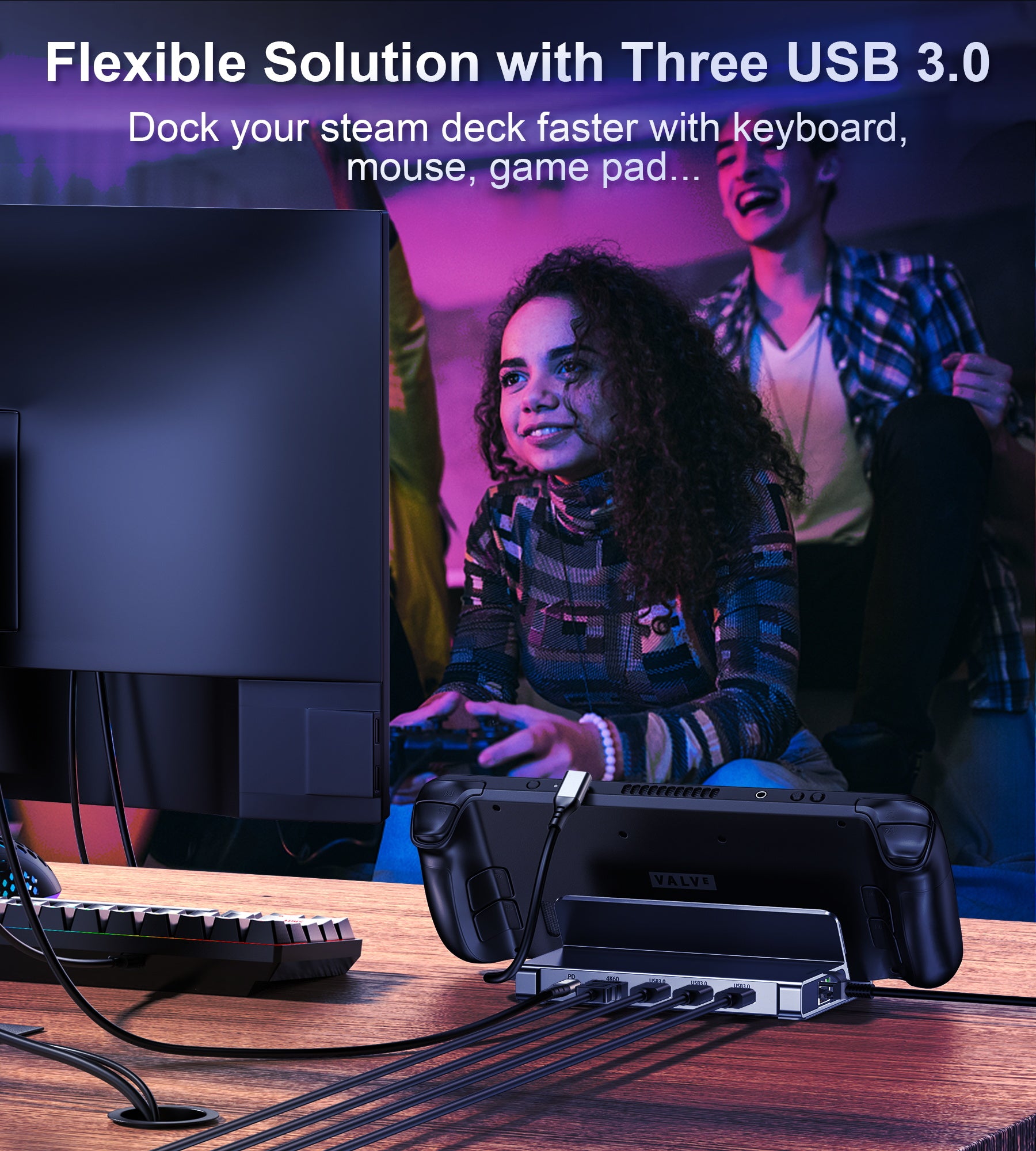 Choetech 6-in-1 USB C Hub with 4K HDMI, 3 USB 3.0 Ports, Gigabit Ethernet & 100W PD - Universal Docking Station for Steam Deck, MacBook, Laptop - Perfect for Gaming, Work & Home Office Setup