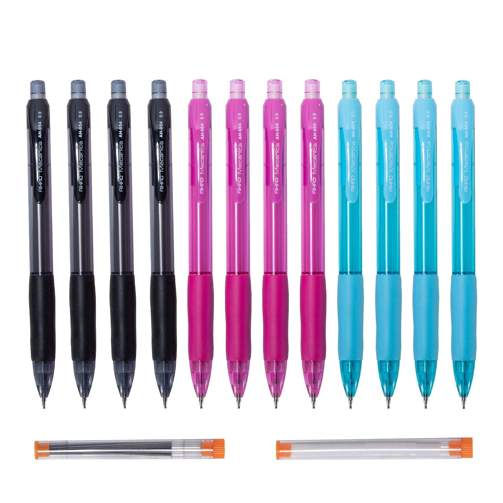 AIHAO 0.9mm Mechanical Pencils 12-Pack - HB Lead, Comfort Grip for School & Office
