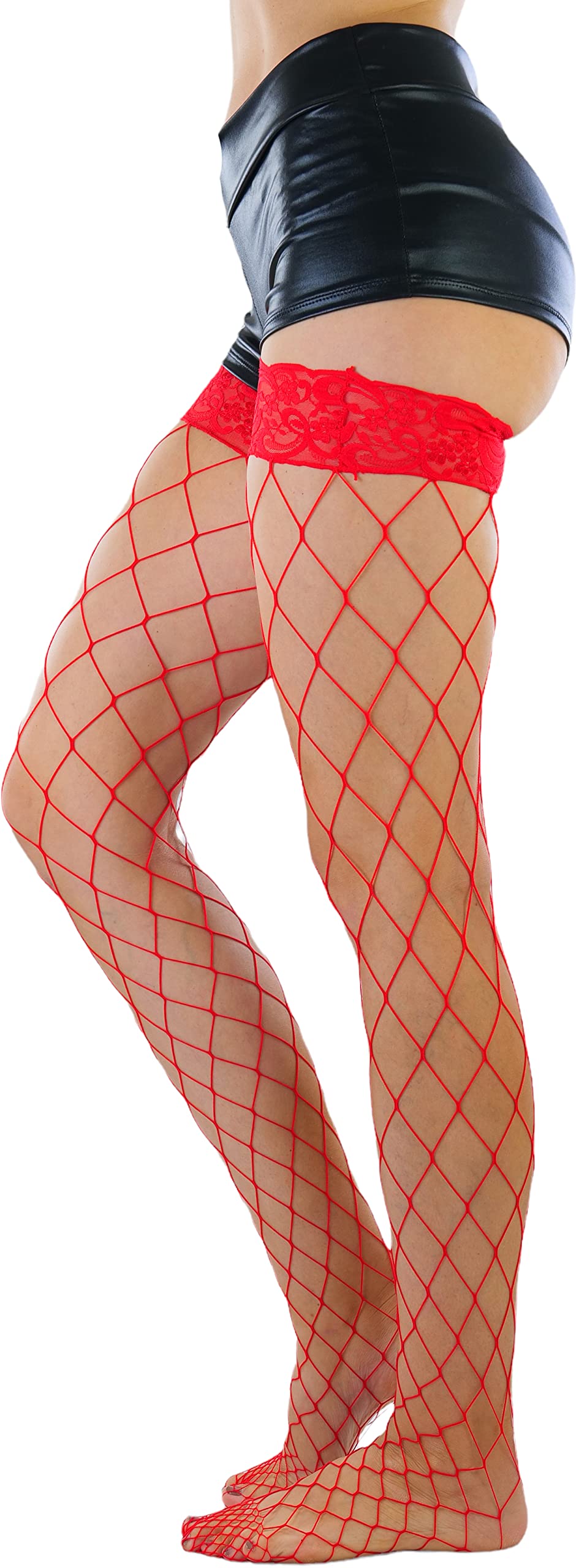 ToBeInStyle Women's Bright & Vibrant Fishnet Thigh High Stockings - Sexy Fashion Tights for Parties, Cosplay & Night Out