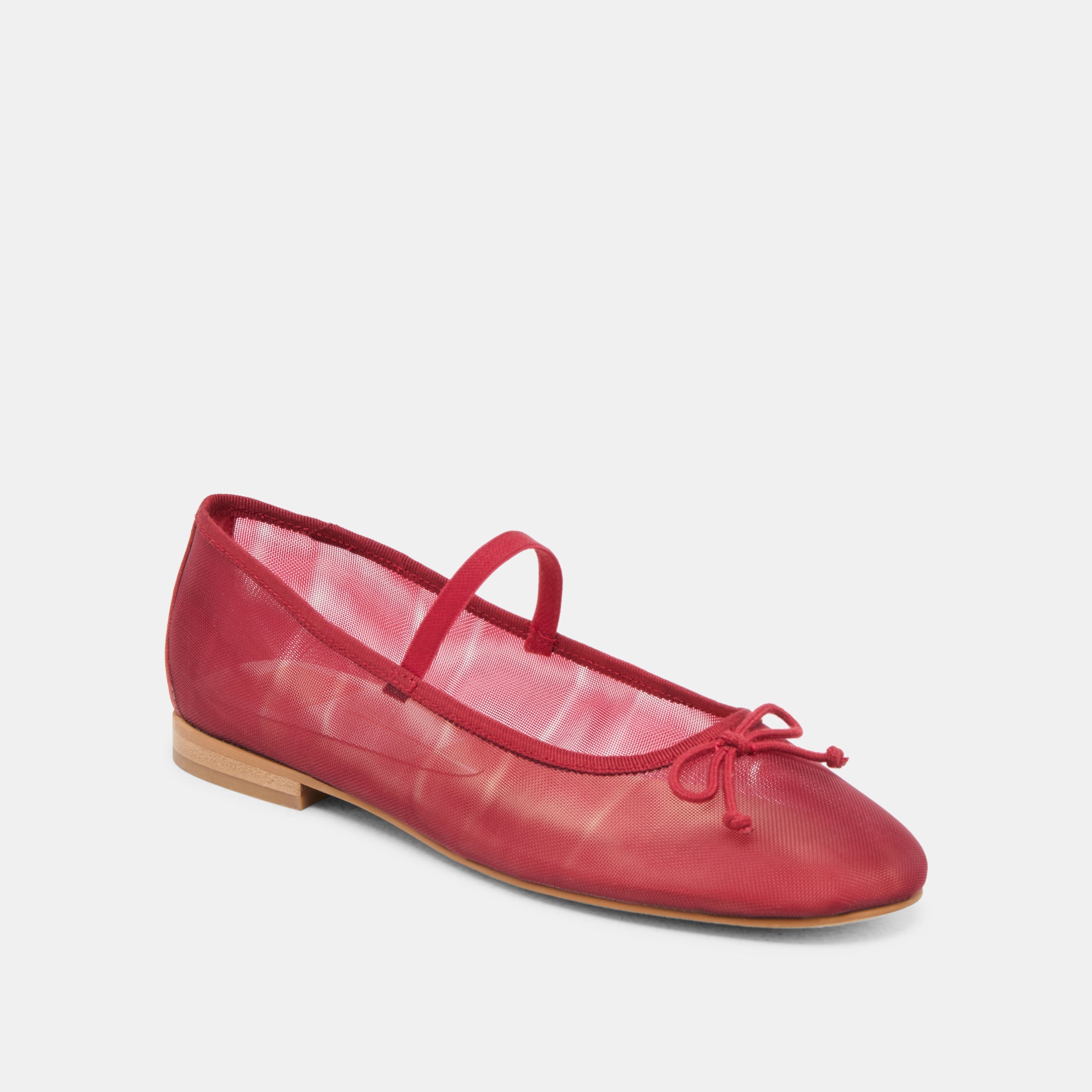 Cadel Women's Ballet Flats - Crimson Mesh Comfortable Slip-On Shoes for Casual Wear, Work & Dance
