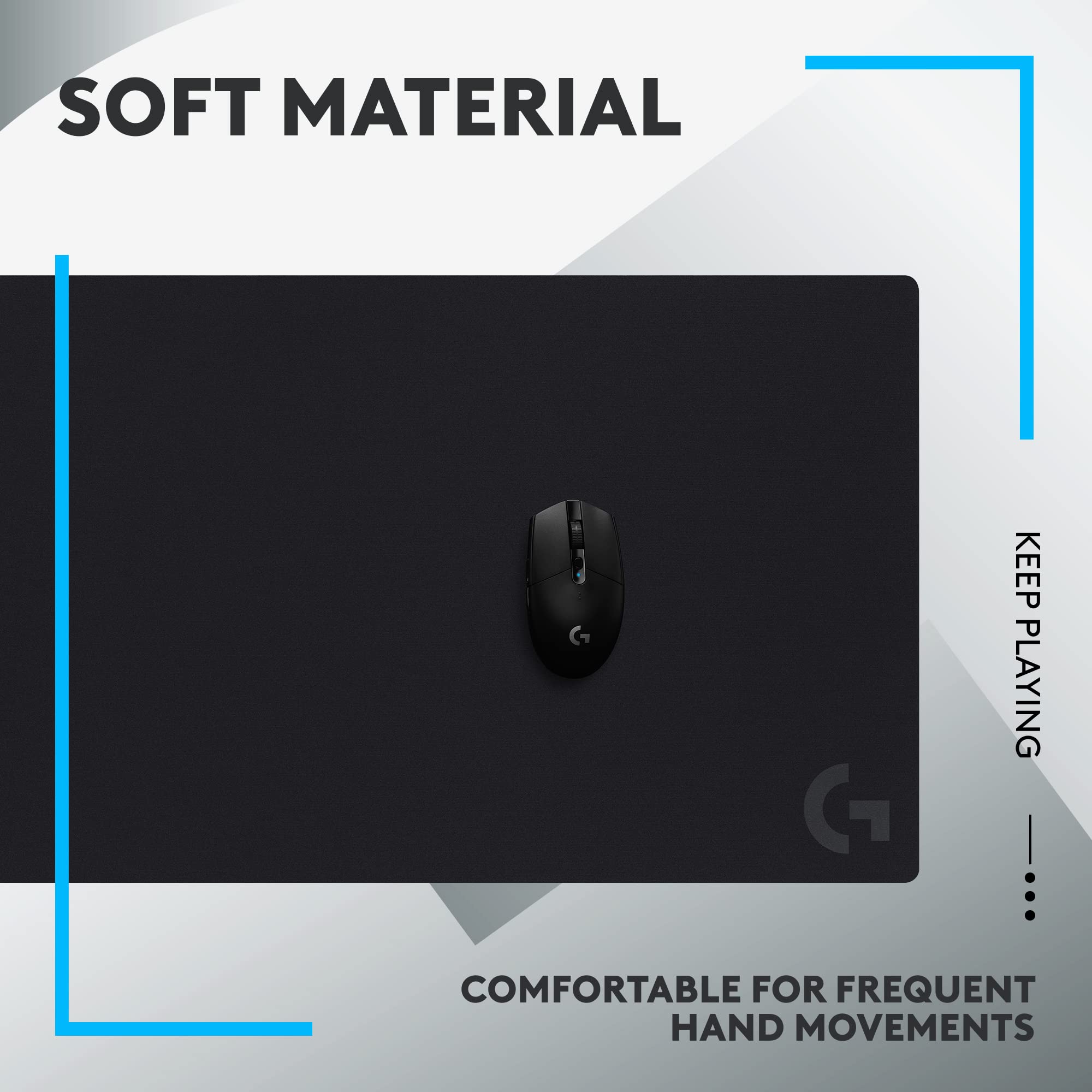 Logitech G840 XL Cloth Gaming Mouse Pad - Extra Large Thin 0.12 Inch Mousepad with Non-Slip Rubber Base & Precision Surface - Black - Perfect for PC, Laptop, Esports & Office Workstations