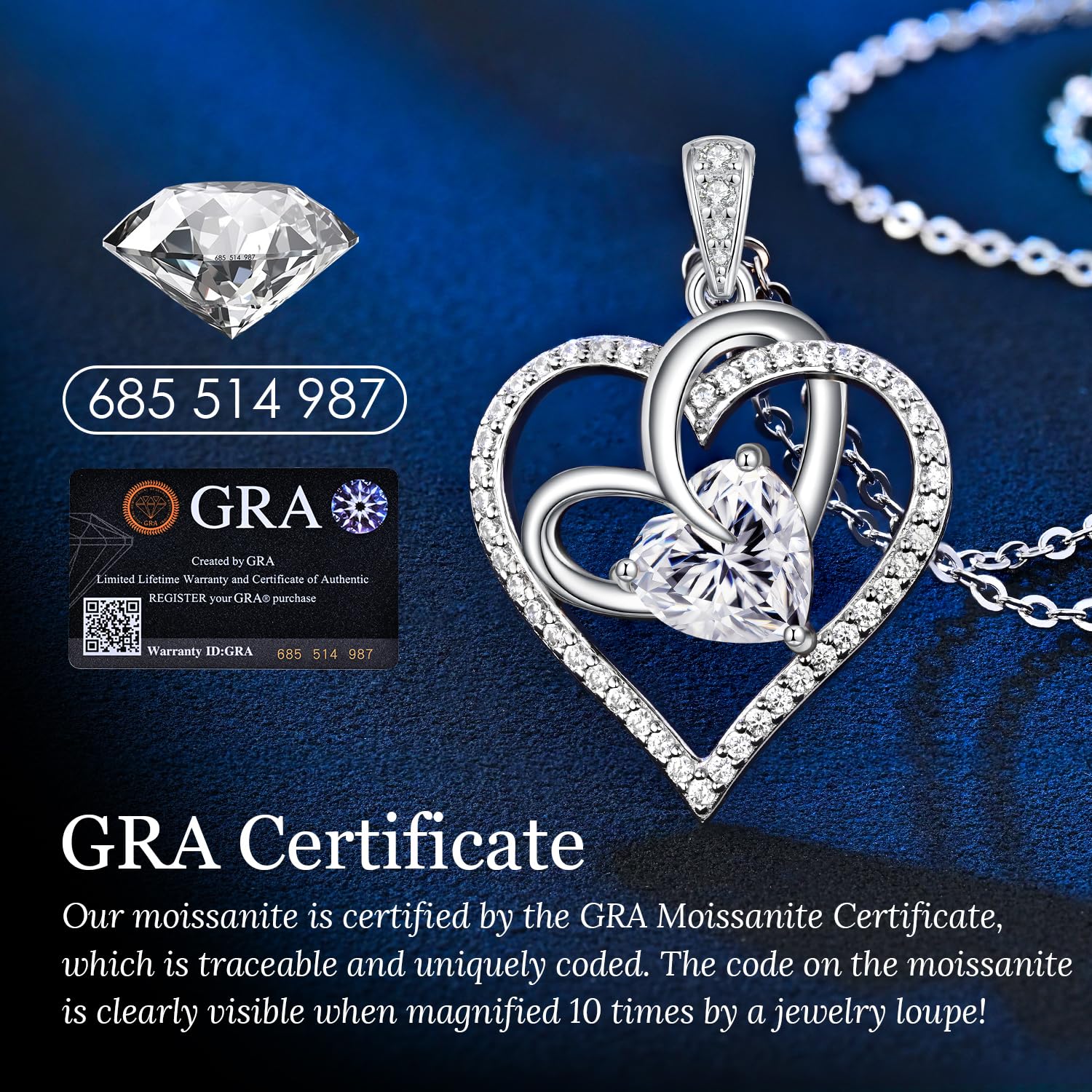 Romantic 2 Carat Moissanite Heart Necklace for Women - 925 Sterling Silver Diamond Jewelry - Perfect Birthday, Anniversary & Christmas Gift for Wife, Mom, Girlfriend - Elegant Valentine's Day & Date Night Jewelry