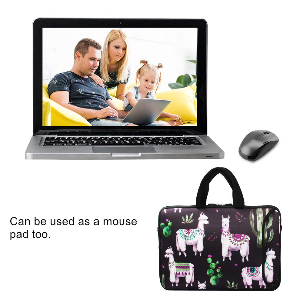 Violet Mist 14-15.6 Inch Waterproof Neoprene Laptop Shoulder Bag - Protective Messenger Case with Handle & Adjustable Strap for MacBook, Tablet & Notebook - Perfect for Work, Travel & School (Llama Cactus Design)