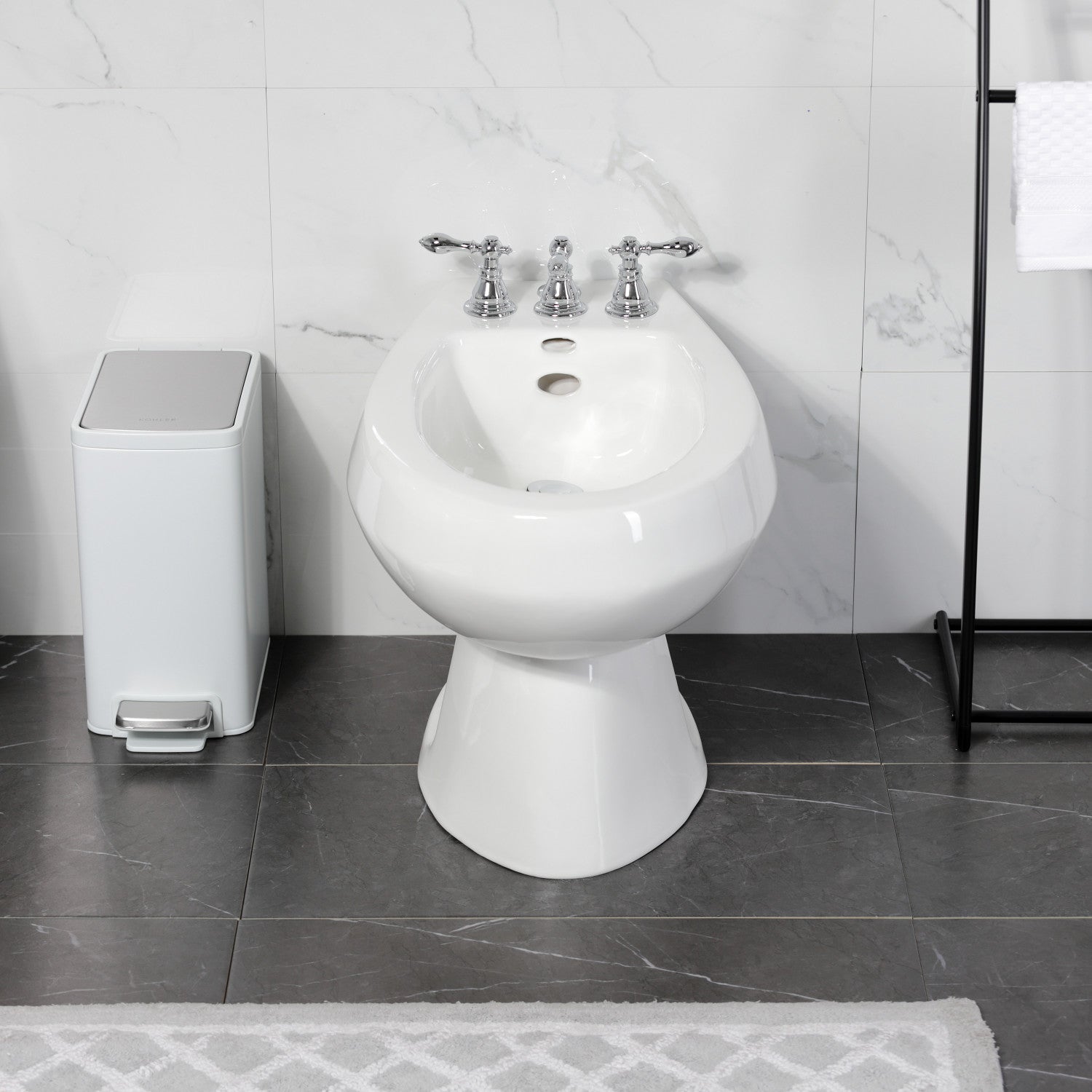 American Classic KB321ACL 3-Handle Deck Mount Vertical Spray Bidet Faucet with Brass Pop-Up Drain - Polished Chrome Finish for Bathroom & Toilet Upgrade | Perfect for Modern Homes & Luxury Bathrooms