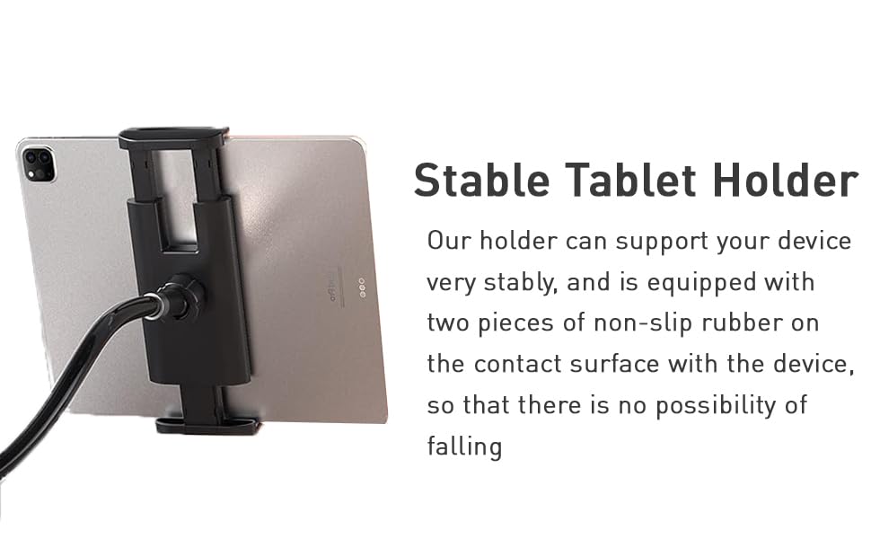 Adjustable Goose Neck Tablet & Phone Stand Holder - Compatible with iPad, iPhone, Nintendo Switch, Kindle & More (39 Inch, Black) - Perfect for Bed, Desk, Kitchen & Office Use