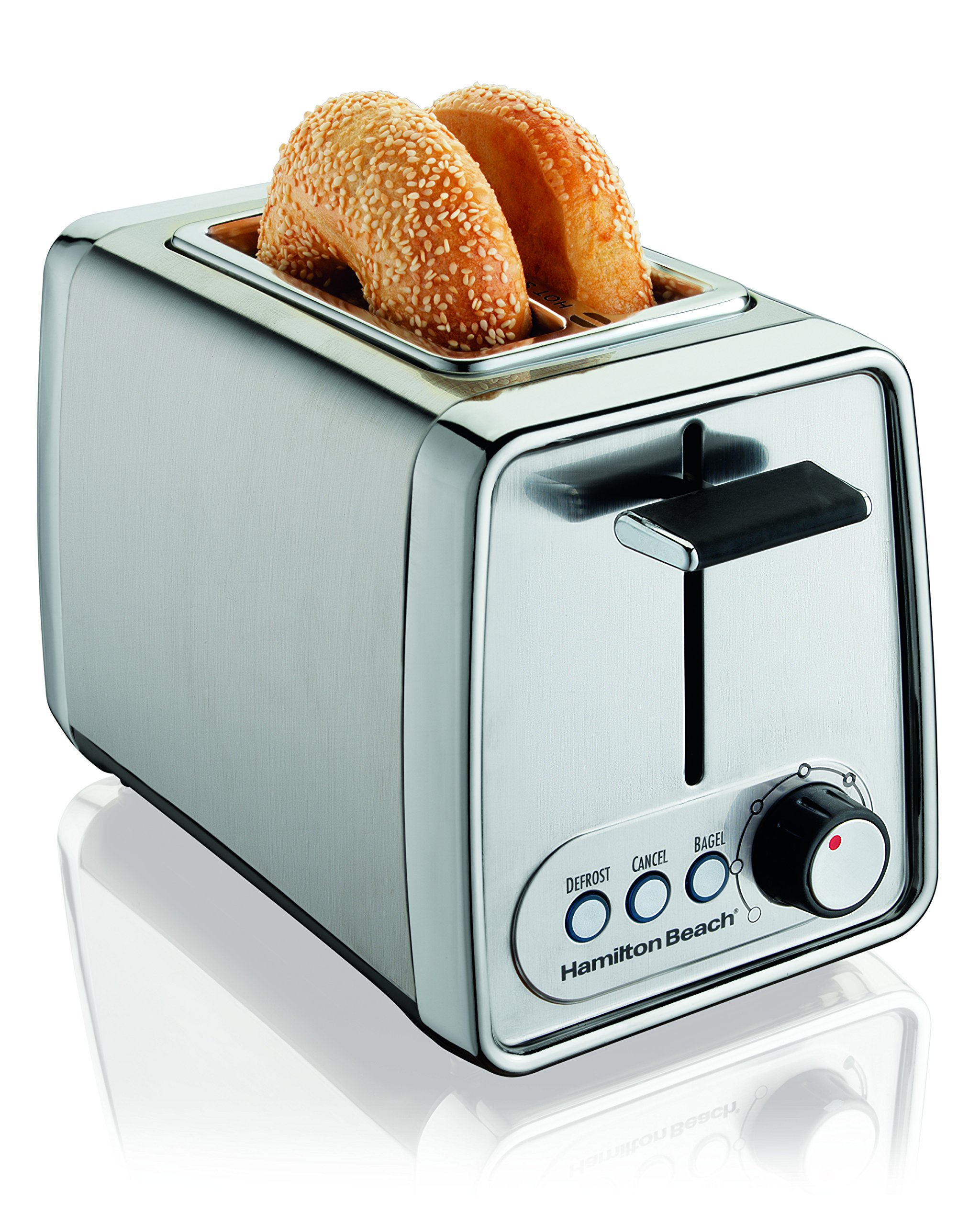 Hamilton Beach 2-Slice Extra Wide Slot Toaster - Chrome Finish with Bagel/Defrost Modes, 7-Shade Selector, Toast Boost, Auto Shutoff & Removable Crumb Tray (Model 22791) - Perfect for Breakfast, Bagels & Quick Snacks in Modern Kitchens