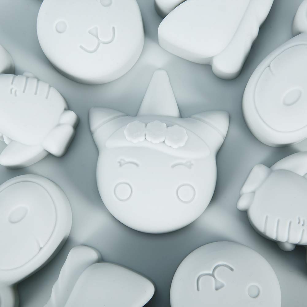 2-Piece Cartoon Animal Silicone Cake Decorating Tools - Non-Stick Chocolate Fondant Mold for Baking, Candy Making, DIY Gummy Sugar Crafts (Gray) - Perfect for Birthday Cakes, Cupcakes, and Homemade Treats