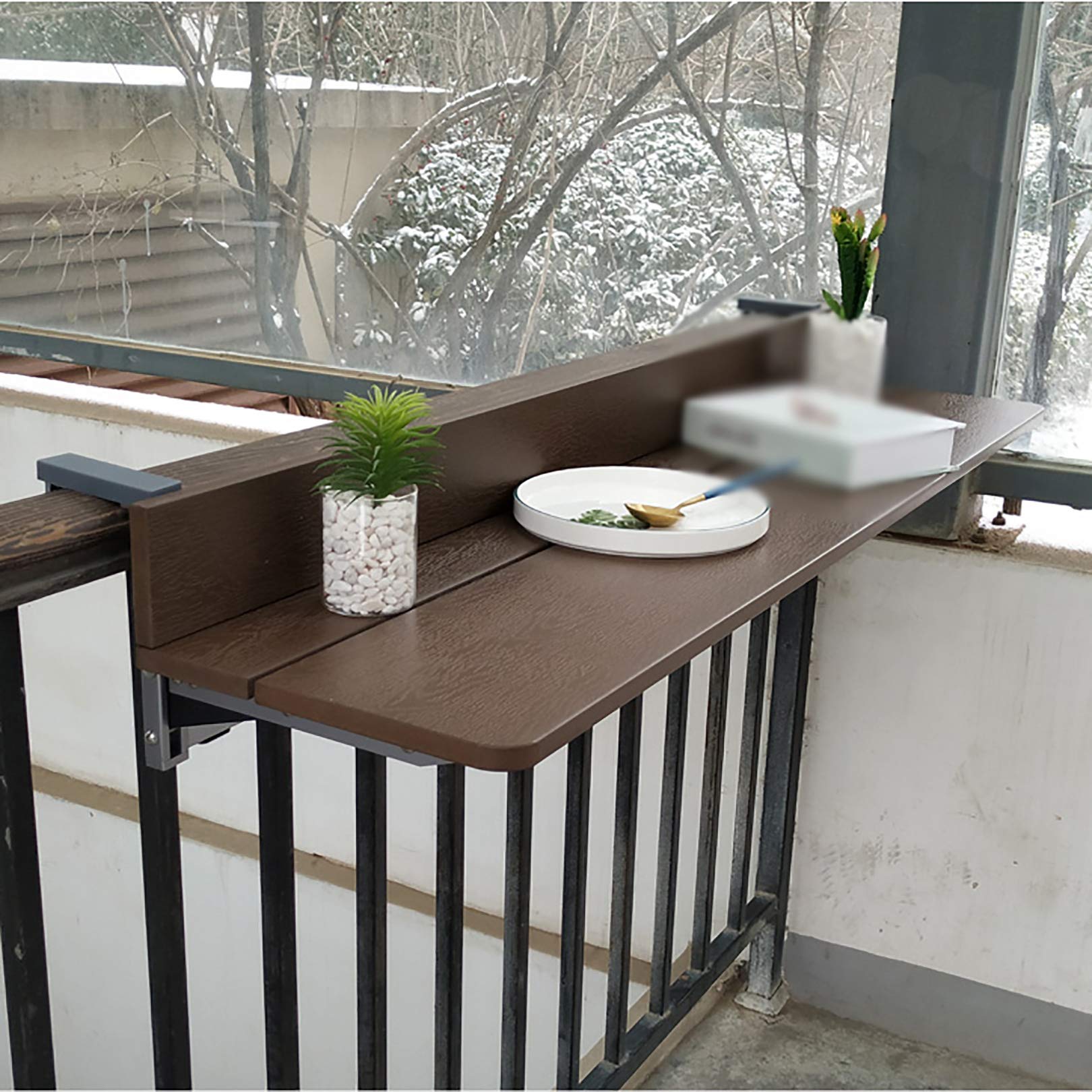Foldable Hanging Table for Balcony Railings - Portable Outdoor Folding Desk for Laptop, Dining & Leisure | Space-Saving Home Office, Bar Counter & Patio Furniture for Small Spaces