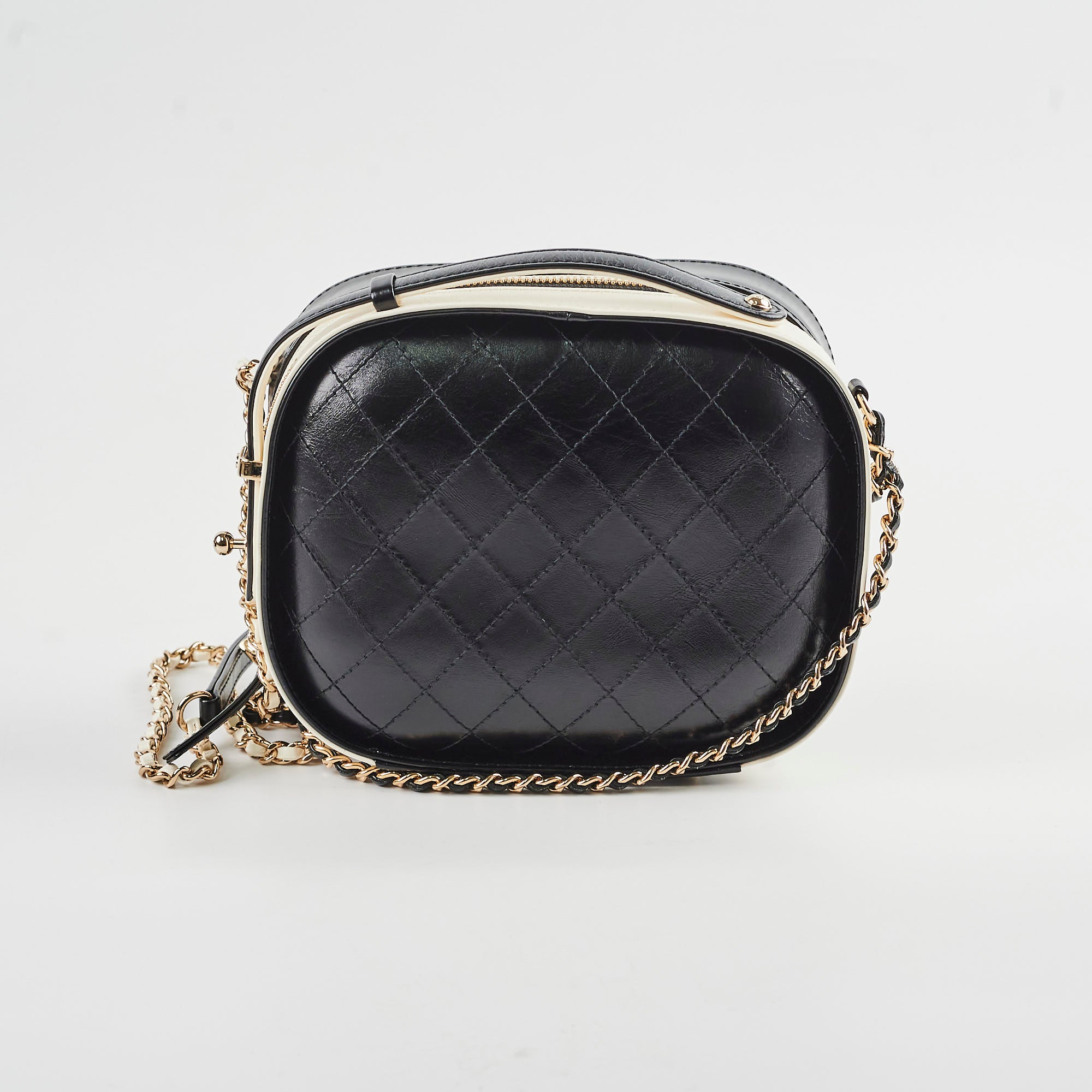 Chanel Round Vanity Case in Black & White - Luxury Cosmetic Bag for Travel & Everyday Use