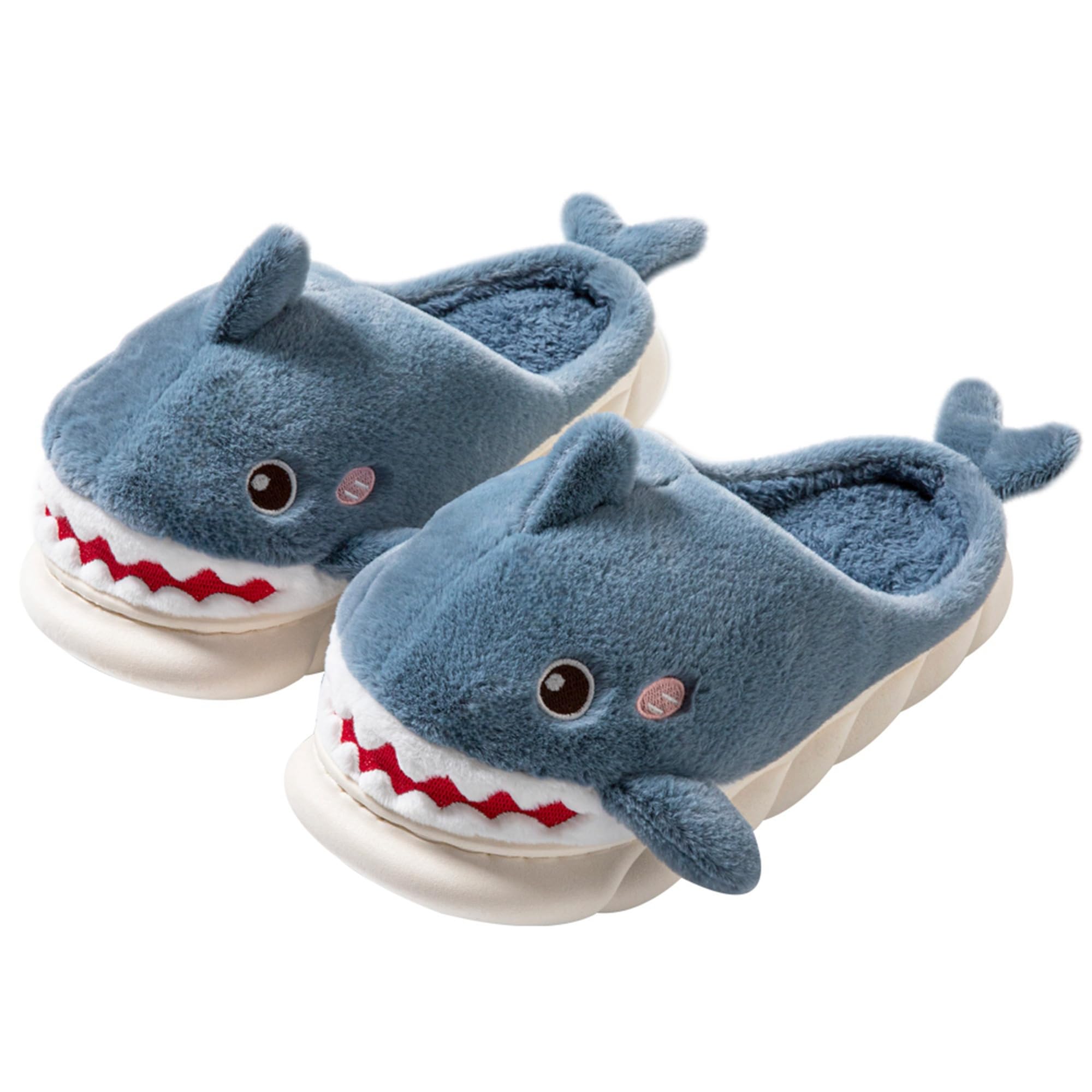 LANFIRE Women's Shark Slippers - Soft Plush Warm Winter House Shoes for Women - Cozy Indoor/Outdoor Home Slippers for Lounge, Bedroom & Gift Giving