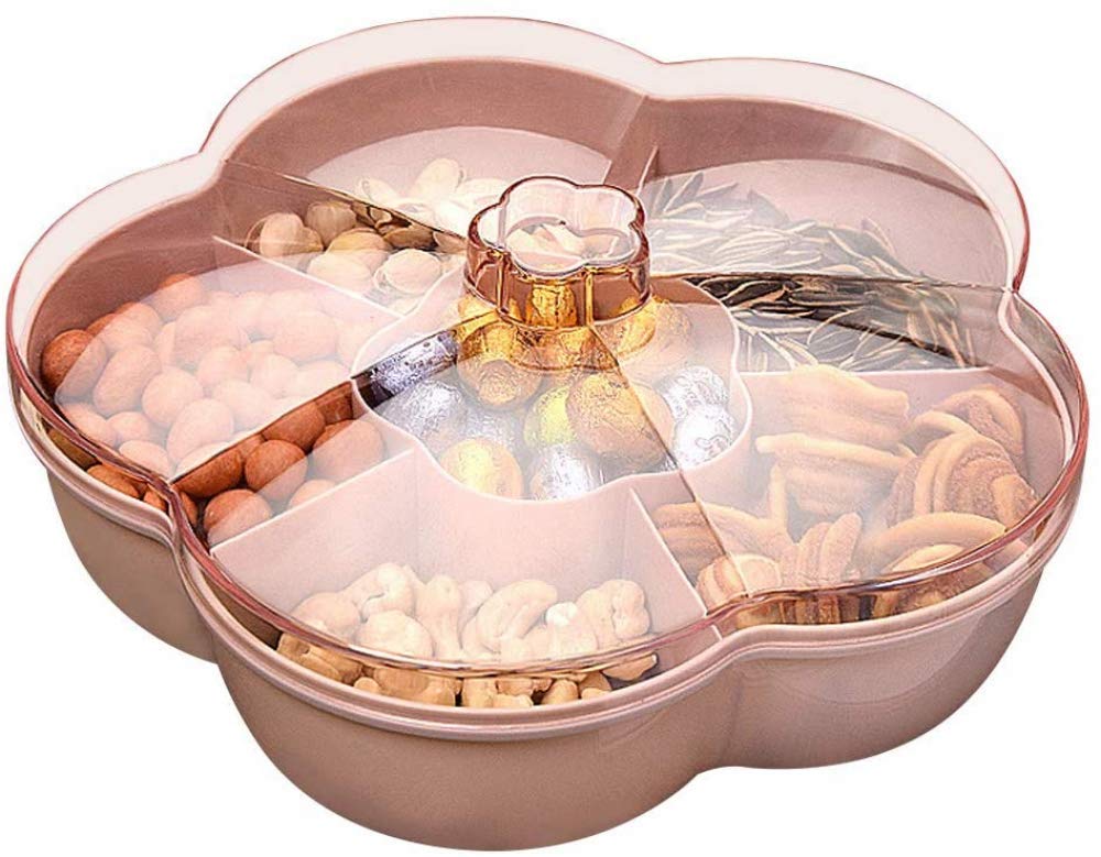 SHUIZONG 6-Compartment Snack Storage Container with Lid - Airtight Food Organizer for Nuts, Candy, Dried Fruits - Perfect for Kitchen Pantry, Office Snacks & Picnic Lunch Boxes