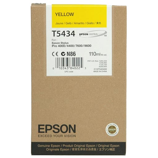 Epson T543400 Yellow UltraChrome Ink Cartridge - 110ml High-Quality Printer Ink for Professional Printing | Perfect for Photo Printing, Graphic Design & Office Documents