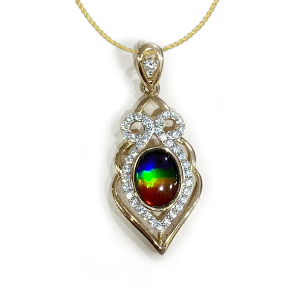 Stunning Gold Plated Ammolite Pendant Necklace | Natural Iridescent Gemstone Jewelry for Women | Perfect Gift for Birthday, Anniversary & Special Occasions