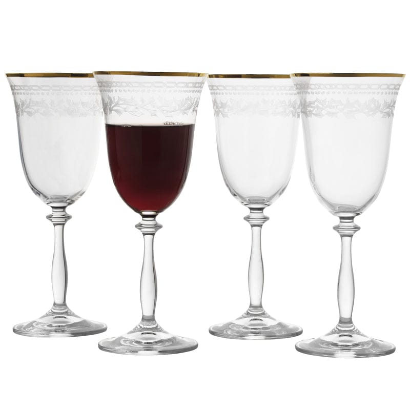 Premium Gold Rim Red Wine Glasses Set of 4 - Elegant Holiday & Dinner Party Stemware for Christmas, Thanksgiving & Special Occasions