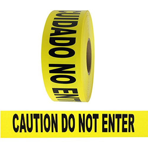 Barricade Tape - 3 Inch x 1000 ft Yellow Caution Do Not Enter Safety Tape - Non-Adhesive 3 Mil Thick (8 Rolls per Case) - Perfect for Construction Sites, Crime Scenes & Hazard Areas