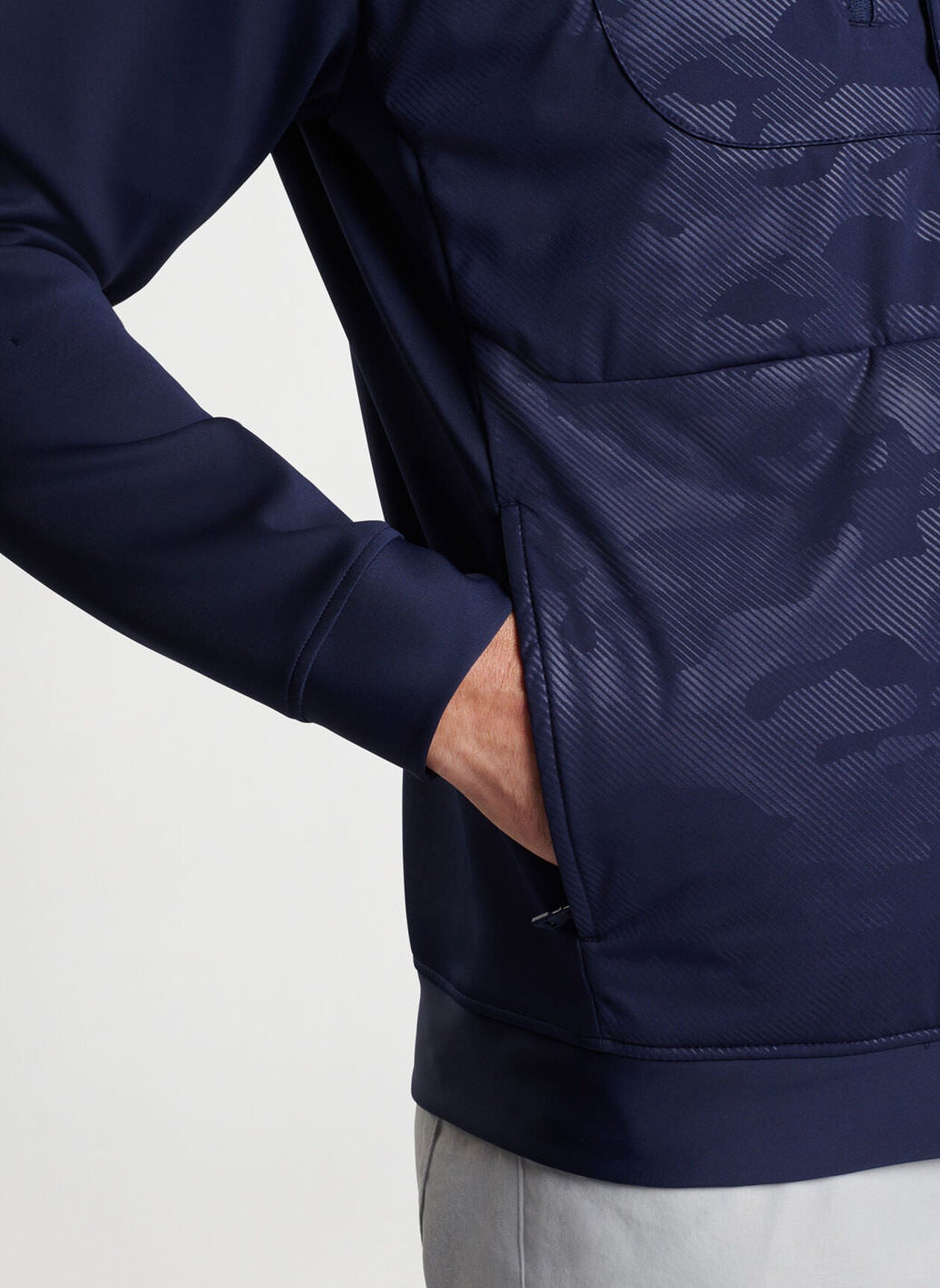 PETER MILLAR Men's Camo Half Snap Hoodie - Lightweight Fleece Pullover for Outdoor Hunting, Hiking & Casual Wear
