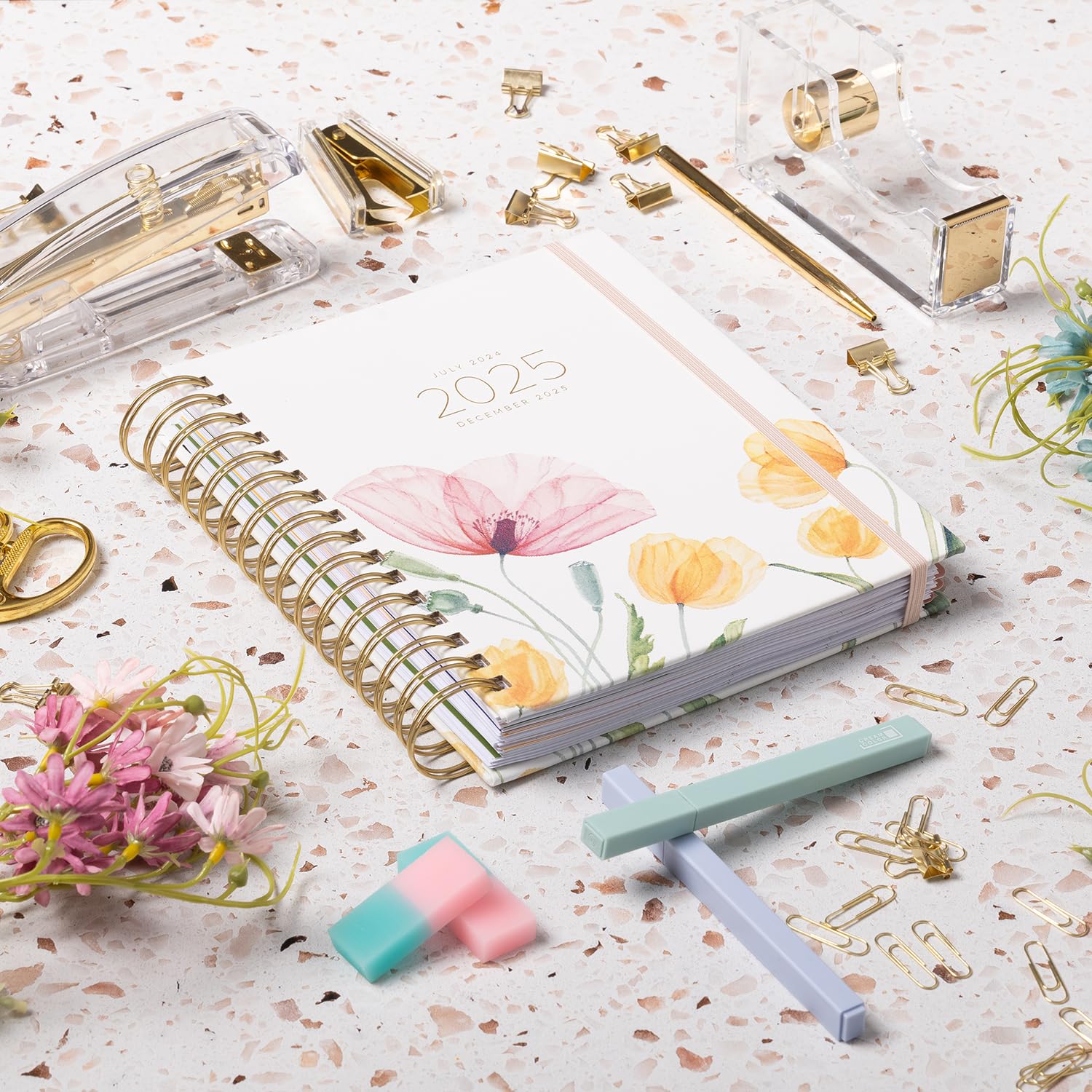 2024-2025 Eccolo Spiral Planner - 18-Month Weekly & Monthly Agenda with Floral Design, Stickers & Inspirational Quotes (7.75