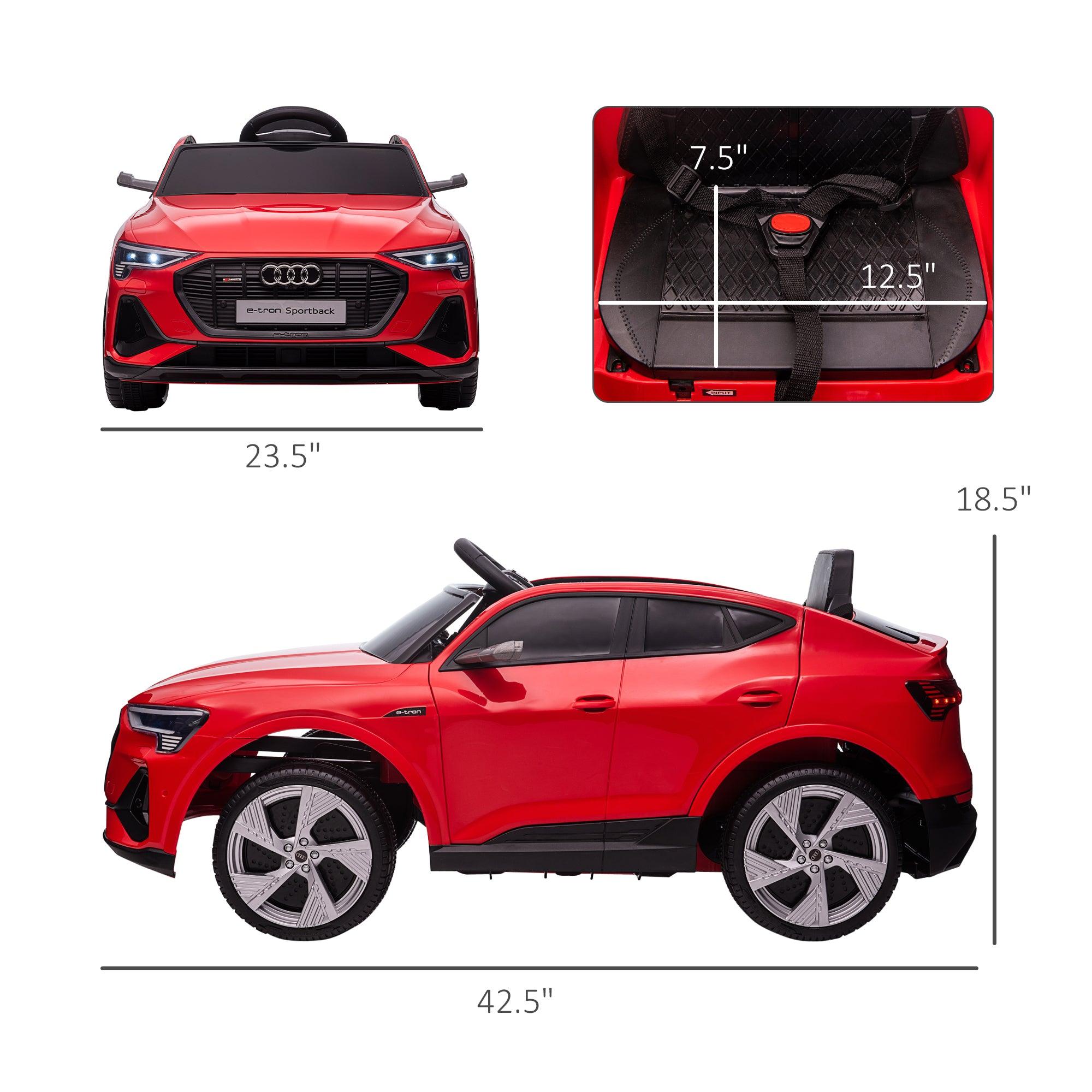 12V Kids Electric Ride On Audi E-Tron Car - Battery Powered Toy with Parent Remote Control, Safety Belt, LED Lights, Music & Horn - Red - Perfect for Indoor & Outdoor Play, Birthday Gifts & Family Fun