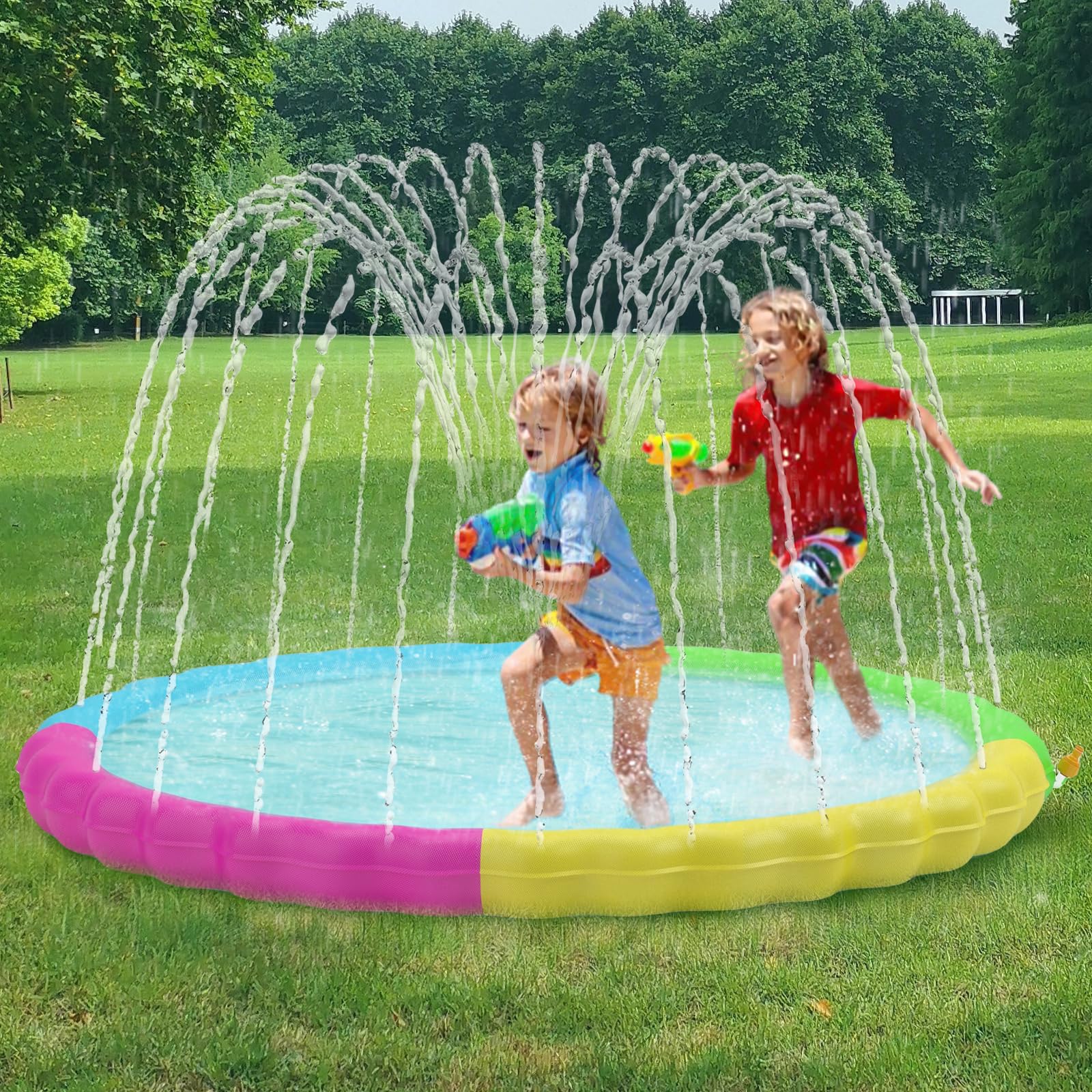 **Heeyoo Non-Slip Splash Pad for Kids & Toddlers – Outdoor Water Play Mat, Summer Sprinkler Pool, Durable & Scratch-Resistant for Dogs – Perfect for Backyard, Park, and Beach Fun**