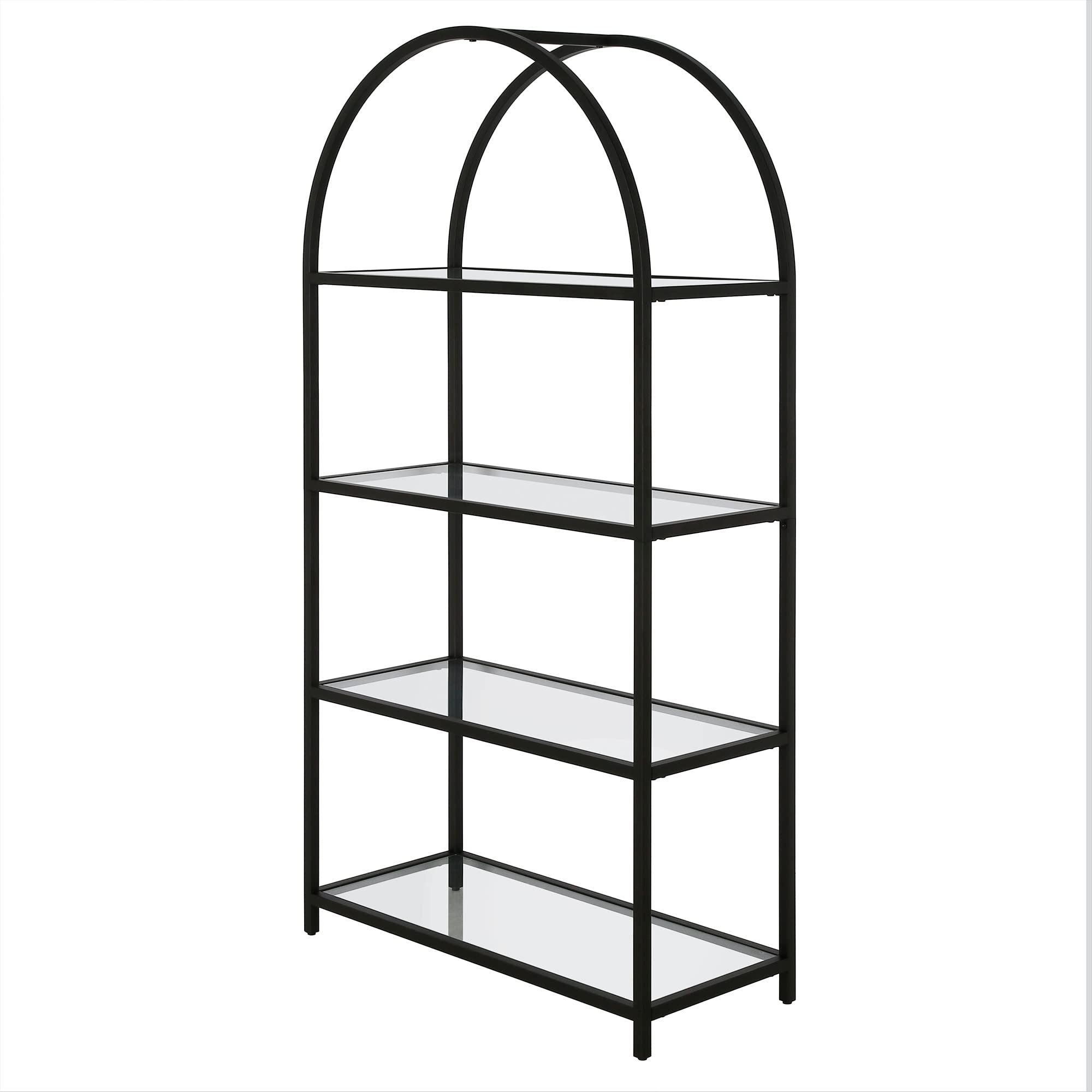 Garrett 62 Inch Tall Rectangular Bookcase - Blackened Bronze Finish - Modern Bookshelf for Living Room, Office & Library Storage