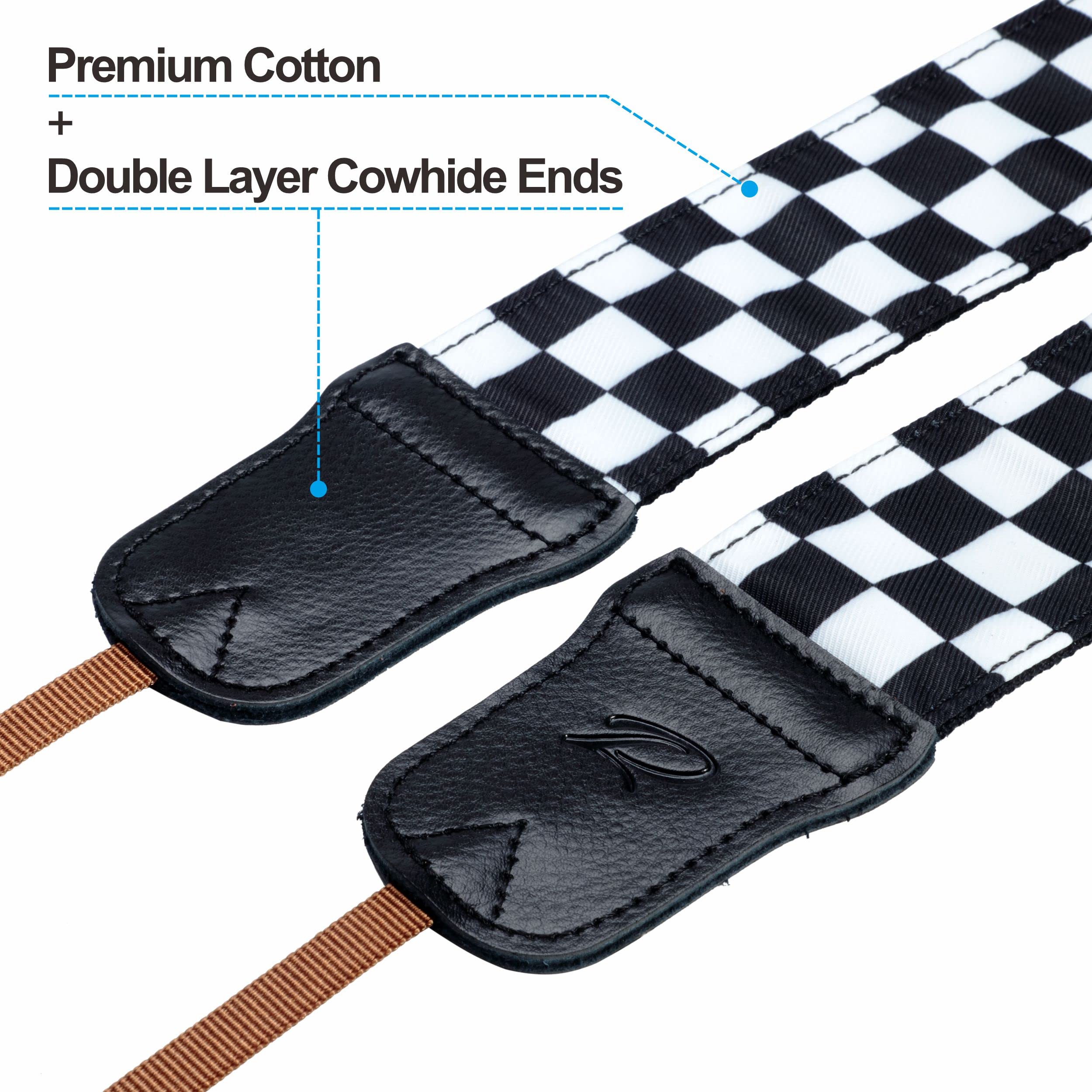 **Padwa Lifestyle Black & White Plaid Camera Strap – 2