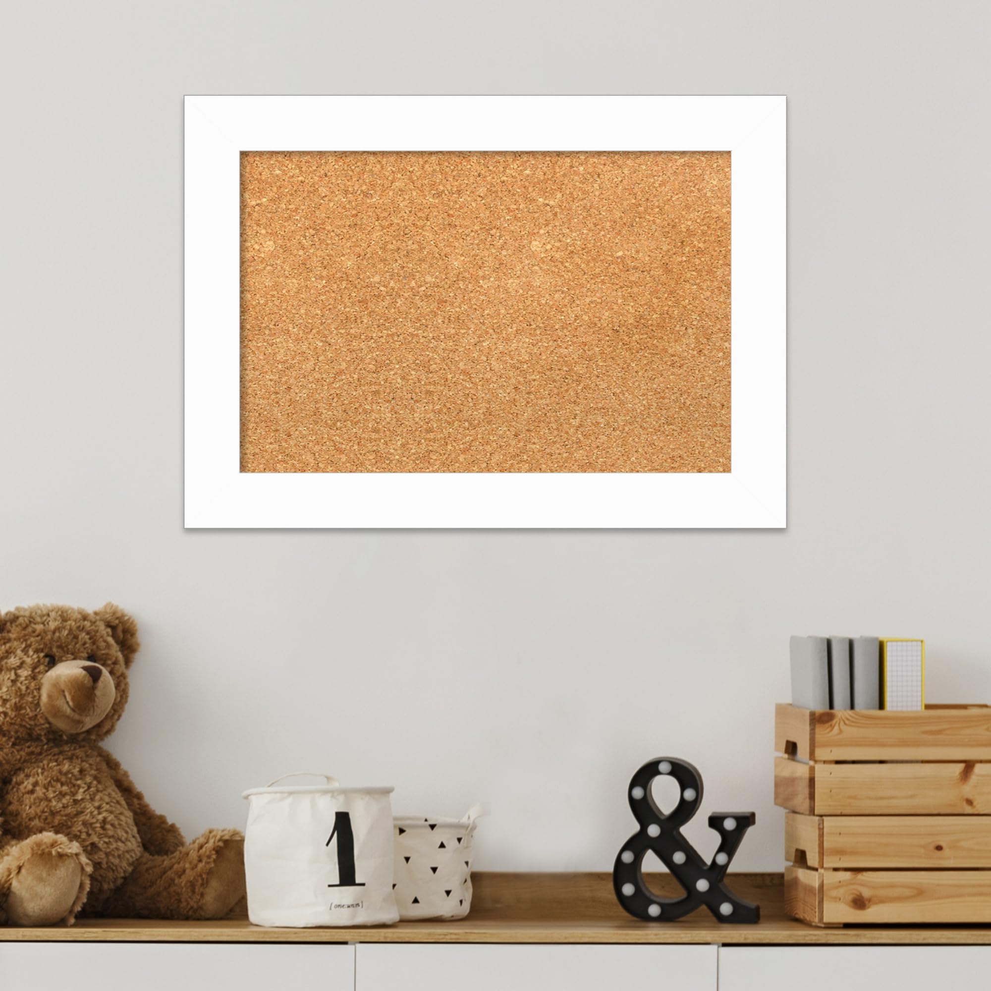 Amanti Art 15x21 Inch Natural Cork Board with White Wood Frame - Vision Board, Office Decor & Home Organization Pinboard | Perfect for Displaying Photos, Notes & Reminders in Home, Office or Dorm