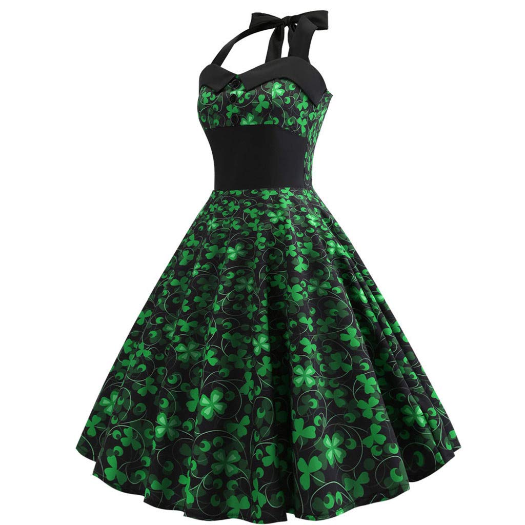 Women's St. Patrick's Day Fancy Dress - Green Clover Shamrock Irish Lady Costume for Party & Celebration