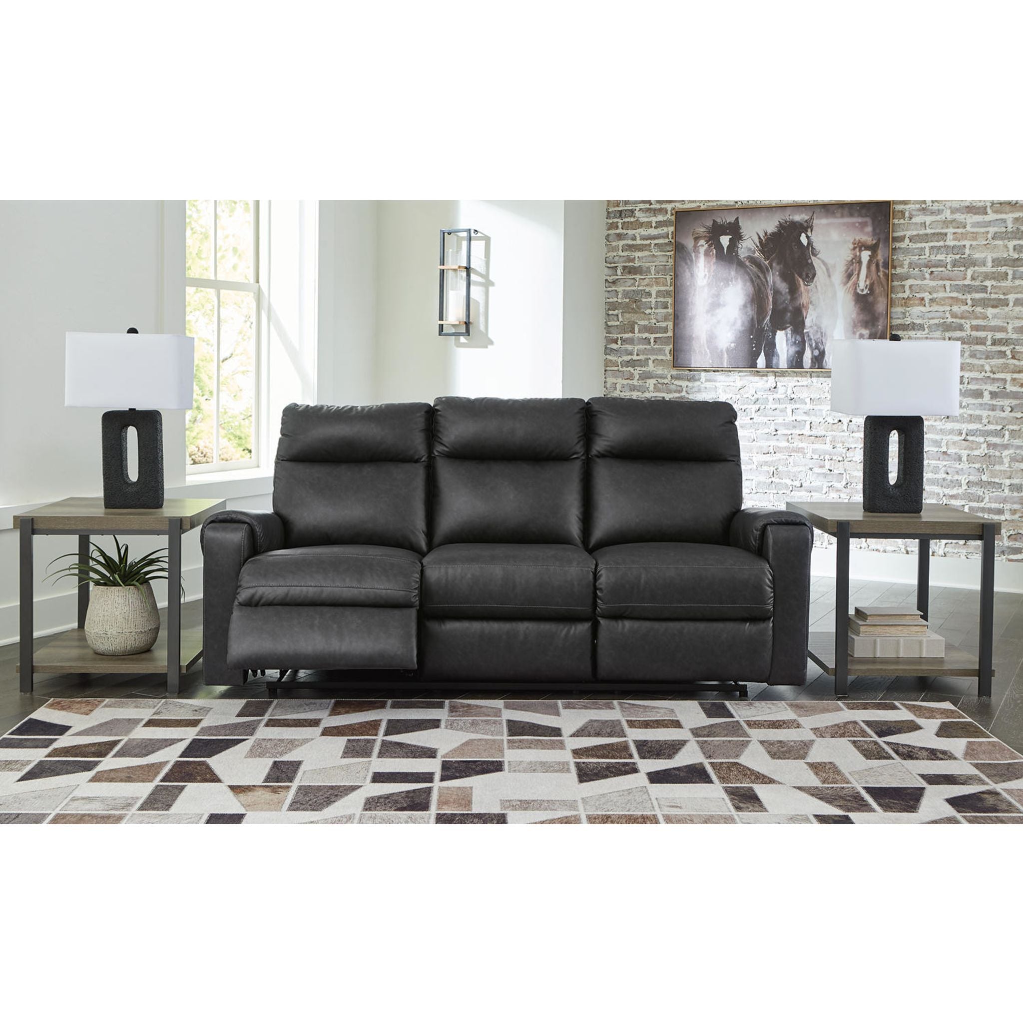 Axtellton Power Reclining Sofa in Carbon - Modern Electric Recliner with USB Charging for Living Room, Home Theater & Family Relaxation