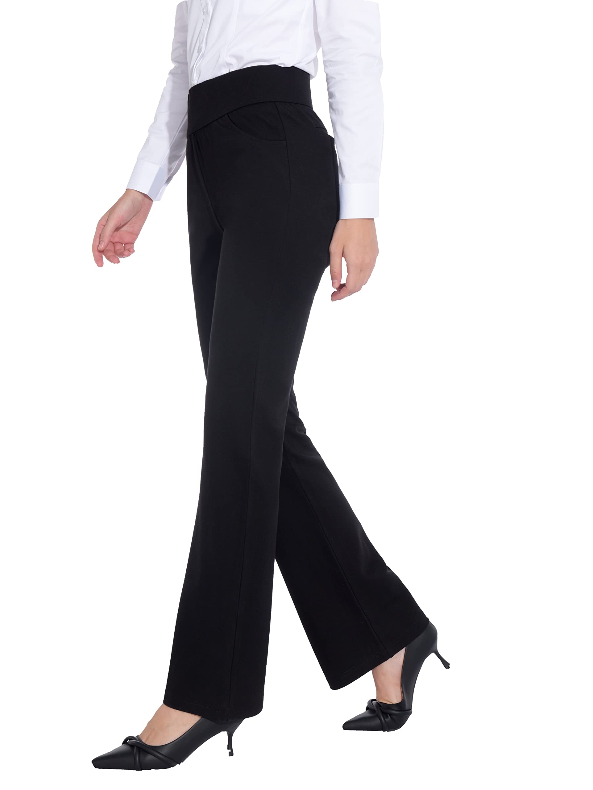 ZTN Women's High Waist Pull-On Dress Pants - Tummy Control Work Pants for Business Casual Office Wear - Stretch Comfort with 4 Pockets - Perfect for Office, Meetings & Professional Events