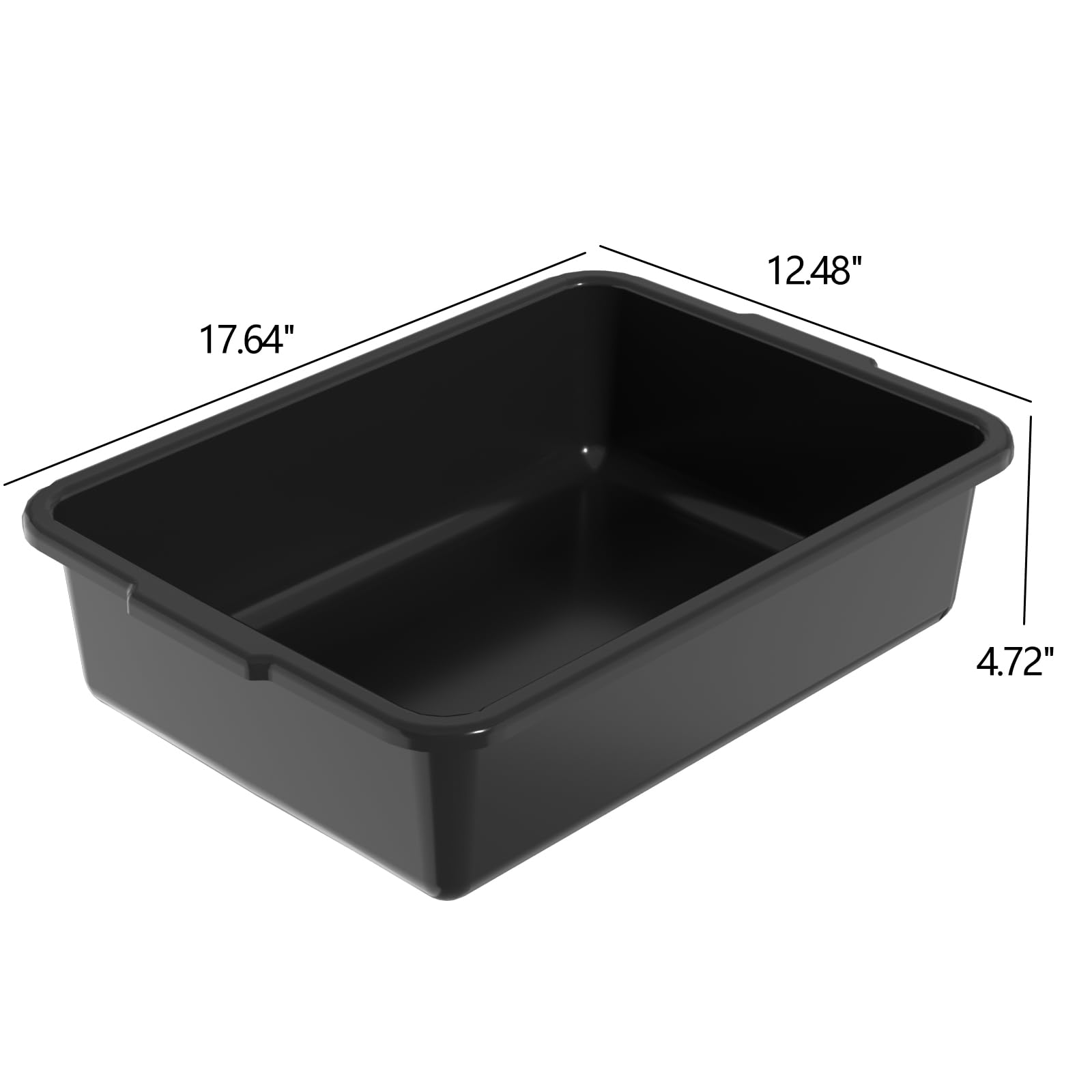 12-Pack 13L Commercial Plastic Bus Boxes & Restaurant Dish Tubs - Heavy-Duty Black Food Storage Containers for Catering, Buffets, and Kitchen Organization