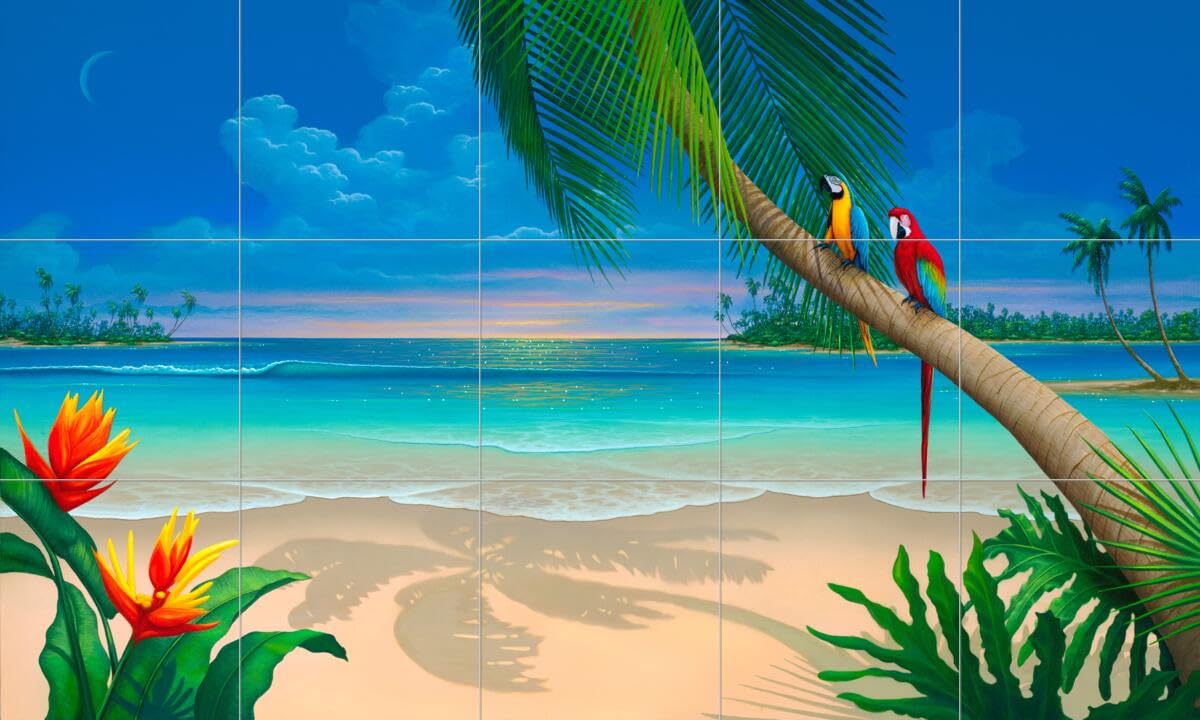 David Miller Ceramic Backsplash Tile Mural - Beach Scene with Seaside & Ocean Waves - Waterproof Kitchen Backsplash, Bathroom & Shower Wall Decor - Perfect for Coastal, Nautical or Beach House Themes