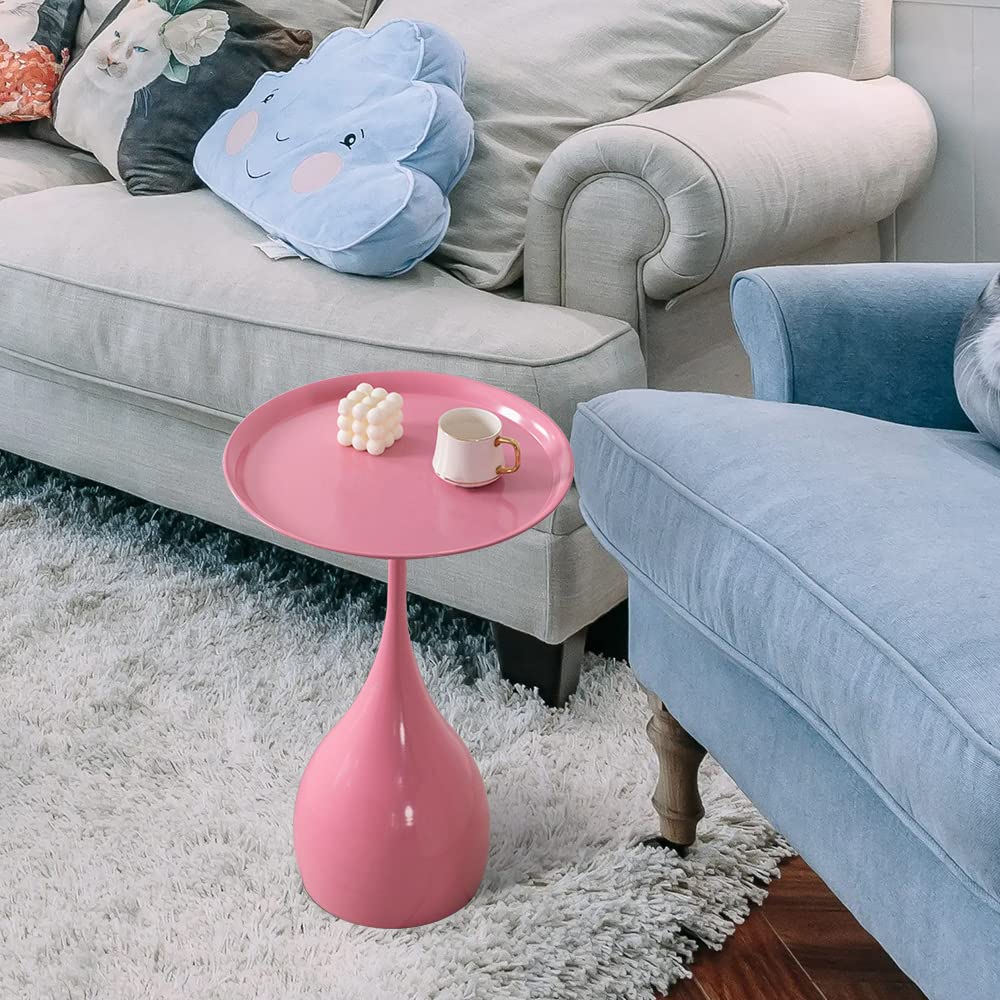 Modern Round Metal Side Table - 15.7
