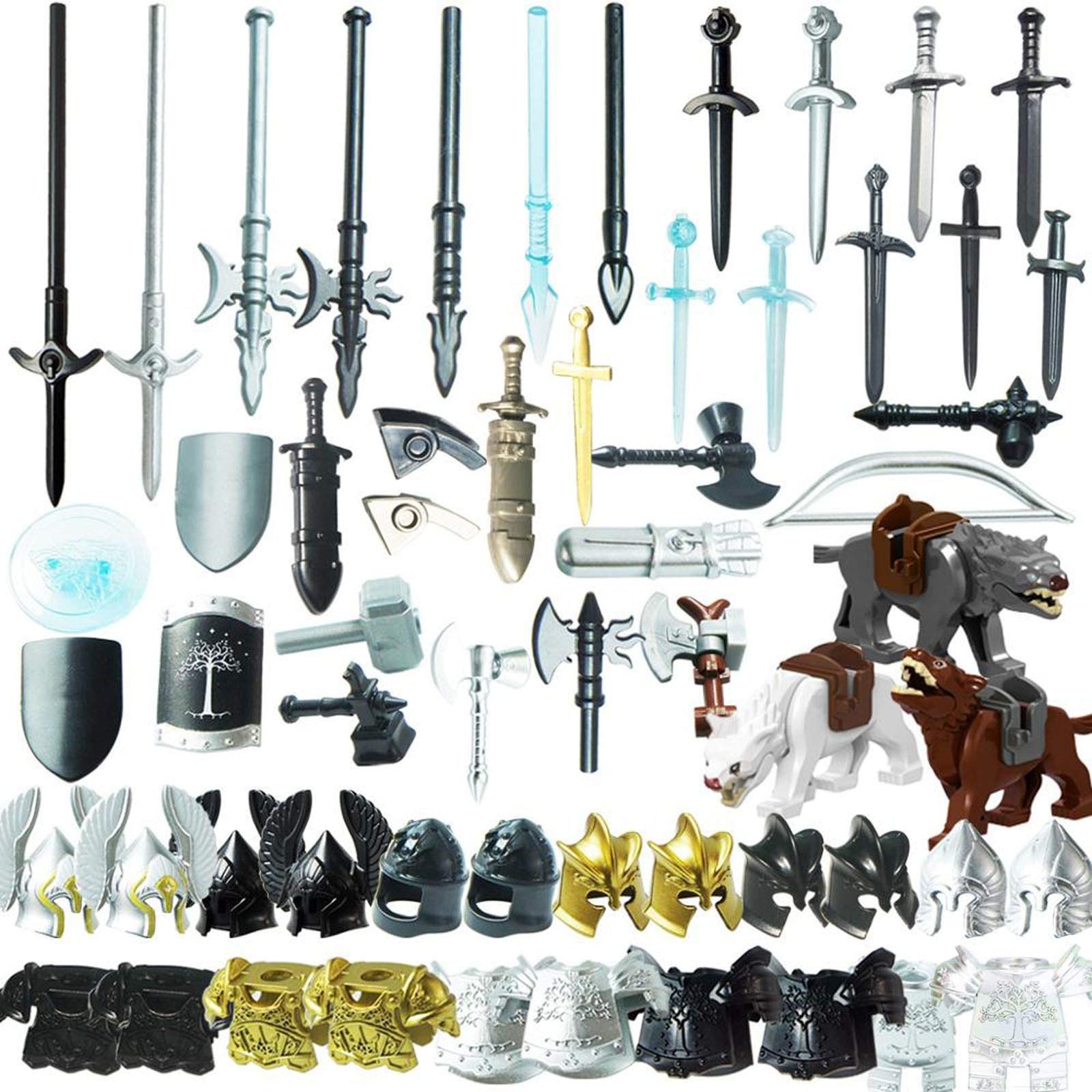 Ancient Greek Roman Medieval Egypt Military Figure Building Blocks Set - 56PCS Mini Weapons, Helmets & Armor Toy Accessory Kit | Compatible with Lego | Perfect for History Lessons, Diorama Projects & Battle Scene Play