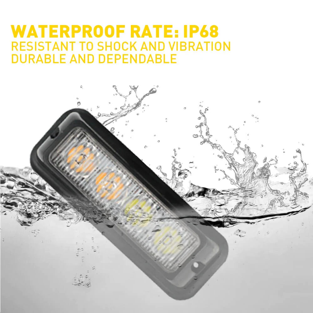 4-Pack Waterproof LED Emergency Strobe Light Bars - Amber & White Colors - for Trucks, Emergency Vehicles, Construction & Road Safety Warning Lights