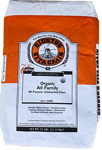 Giusto's Organic All-Purpose Flour - 25 lb Bulk Bag | Non-GMO, Family-Sized Baking Flour for Bread, Pizza & Pastries | Perfect for Home Bakers & Commercial Kitchens