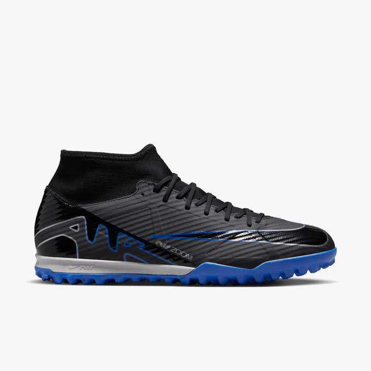 Nike Mercurial Superfly 9 Academy TF Turf Soccer Shoes for Men - Black/Royal - Artificial Grass Football Cleats for Training & Matches