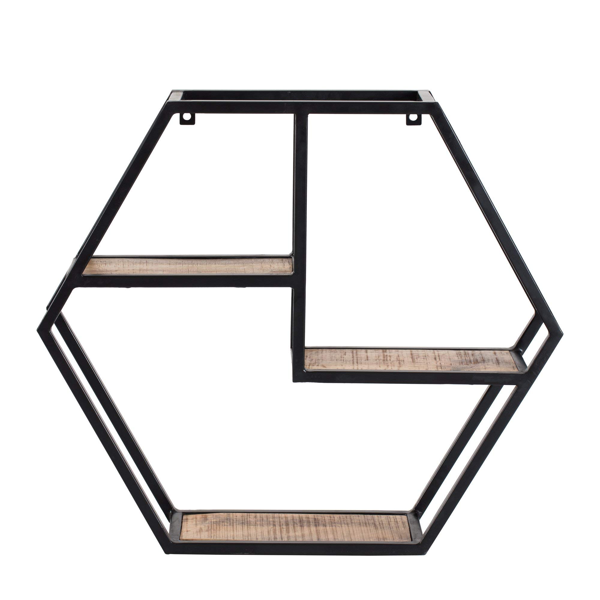MH London Floating Shelves - Handcrafted Metal Frame with Solid Mango Wood - Moisture Resistant & Maintenance Free - Wall Mounted Pre-Assembled Shelf (26