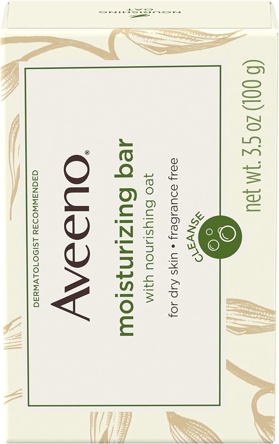 Aveeno Gentle Moisturizing Bar Soap-Free Facial Cleanser with Nourishing Oat for Dry Sensitive Skin - Fragrance Free, Dye Free - 3.5 oz - Perfect for Daily Face Wash & Travel Skincare Routine