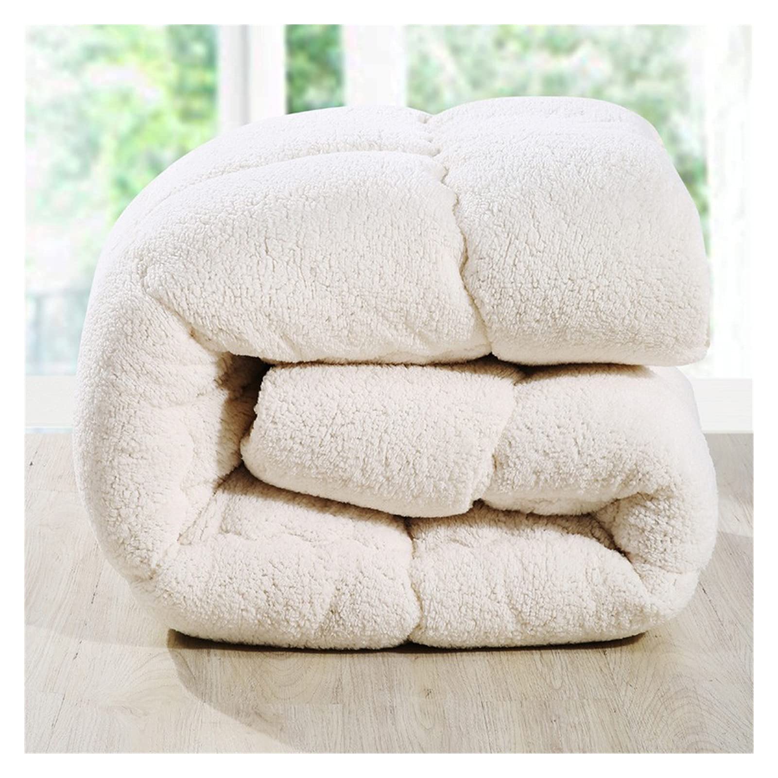 Premium Warm Winter Wool Quilt - Extra Thick Cashmere & Velvet Blanket - King Size 200x230cm (3.5kg) - White - Cozy Bedding for Cold Nights, Perfect for Bedroom, Living Room, and Guest Room Comfort